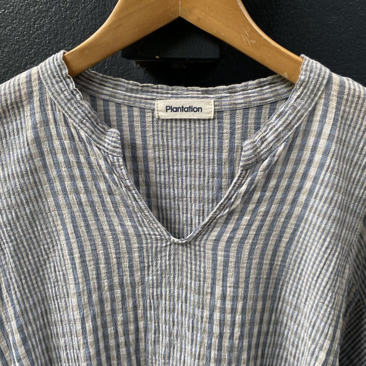 Issey Miyake Plantation Blue Striped Cotton Tunic Top Size M / US 6-8 / IT 42-44 - 6 Thumbnail