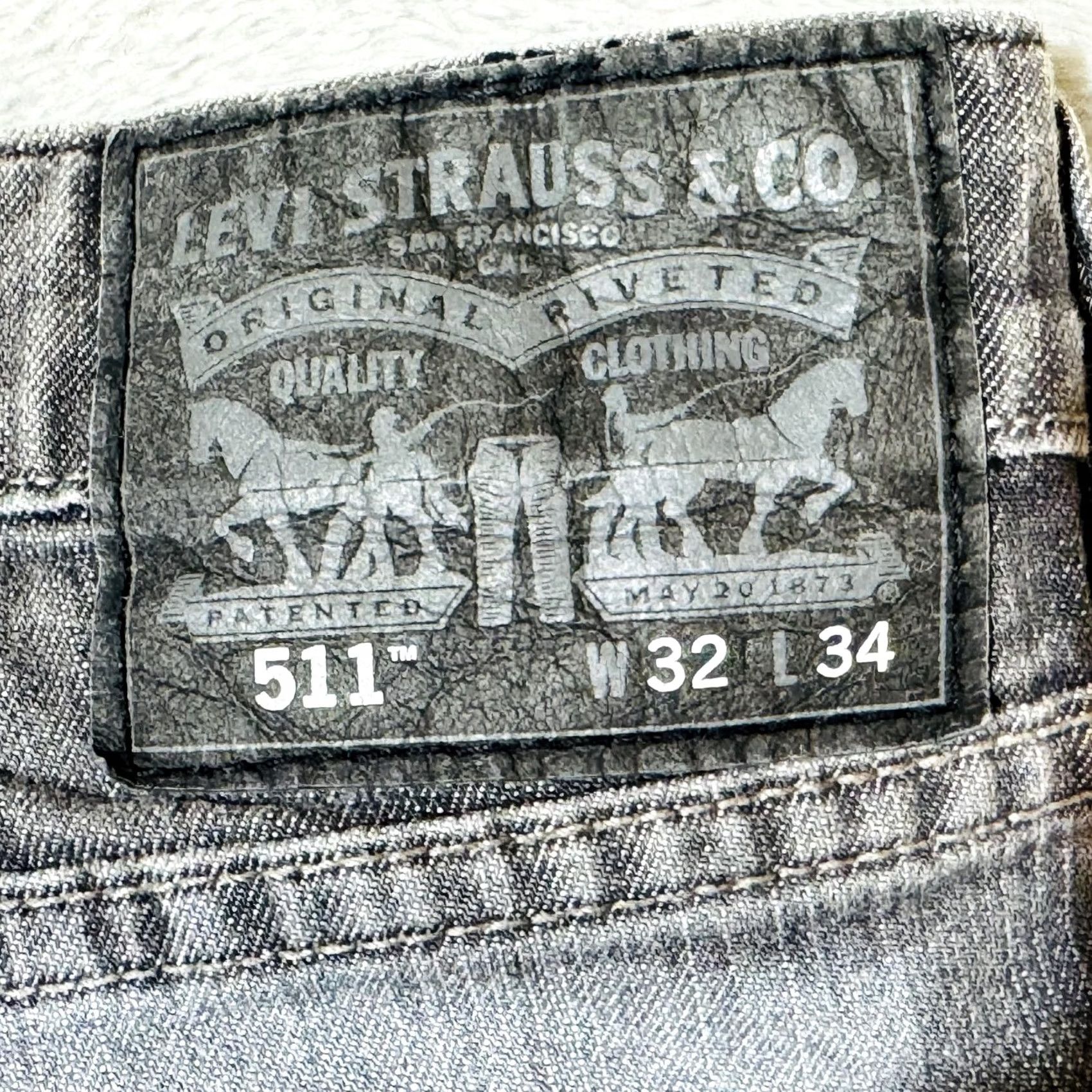 Levi's Levis 511 Jeans Mens 32x33 Gray Light Wash Slim Taper Stretch Denim Zip Fly Size US 32 / EU 48 - 4 Thumbnail