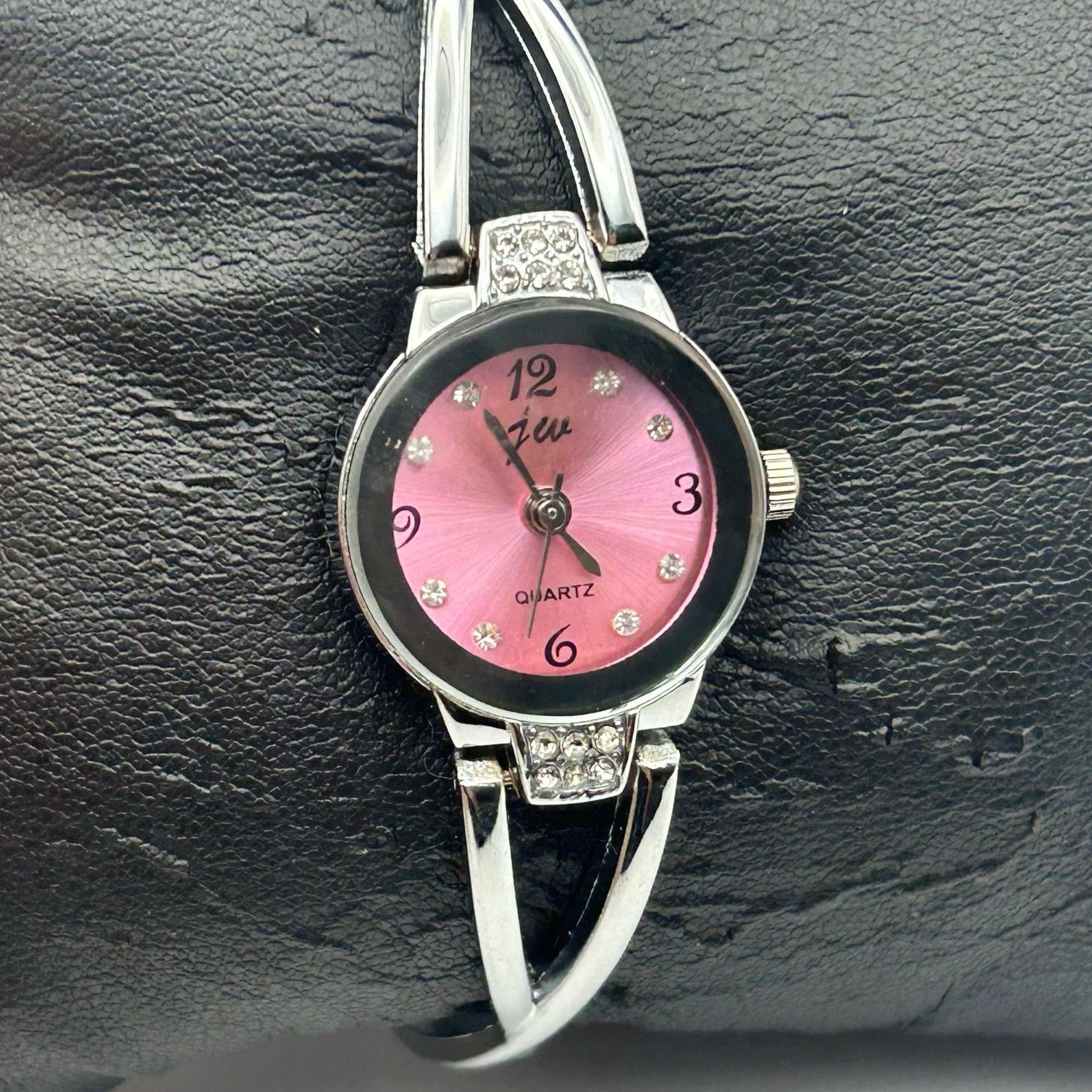 Other Women’s Silver Crystals Fashion Watch Pink Dial New Battery Size ONE SIZE - 1 Thumbnail