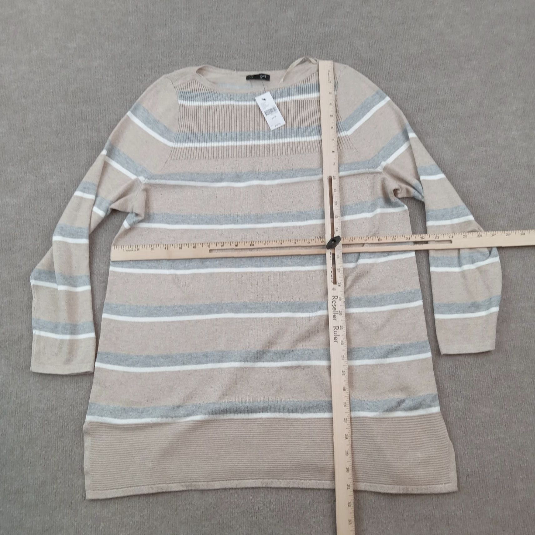 Vintage Lane Bryant Womens Long Sleeve Shirt Brown White Gray Striped Size 14/16 Size XL / US 12-14 / IT 48-50 - 2 Thumbnail