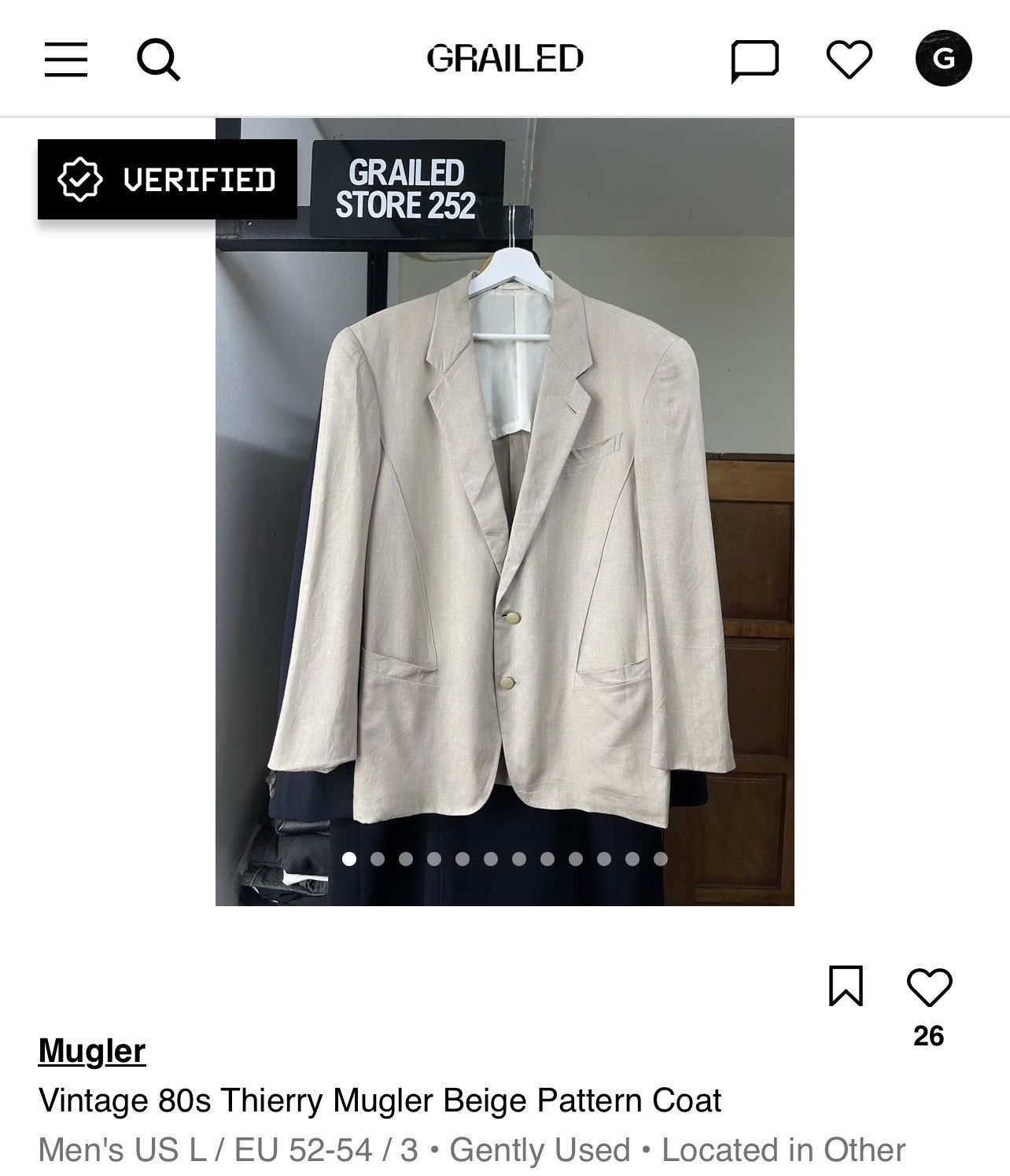 Mugler Vintage 80s Thierry Mugler Beige Pattern Coat Size US L / EU 52-54 / 3 - 13 Thumbnail