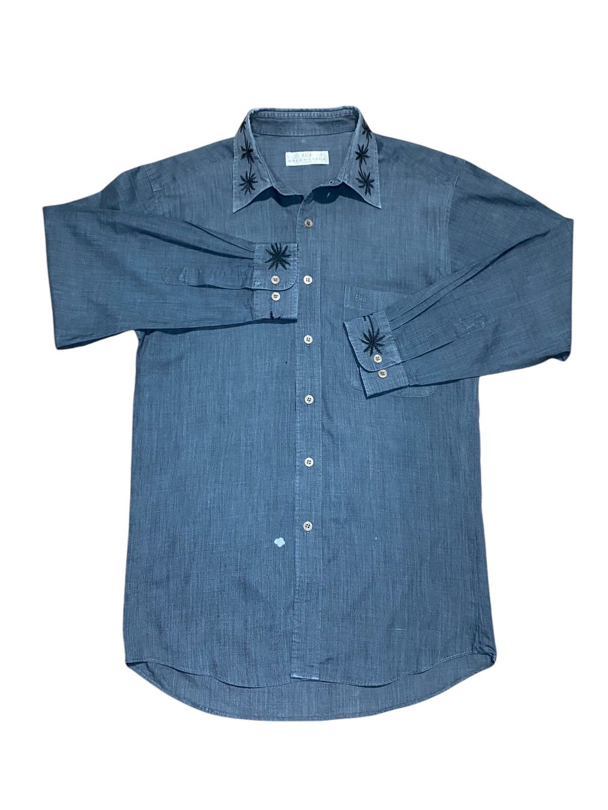 Balenciaga Rare💥 Vtg Balenciaga palm tree embroidery BB button up shirt Size US S / EU 44-46 / 1 - 2 Thumbnail