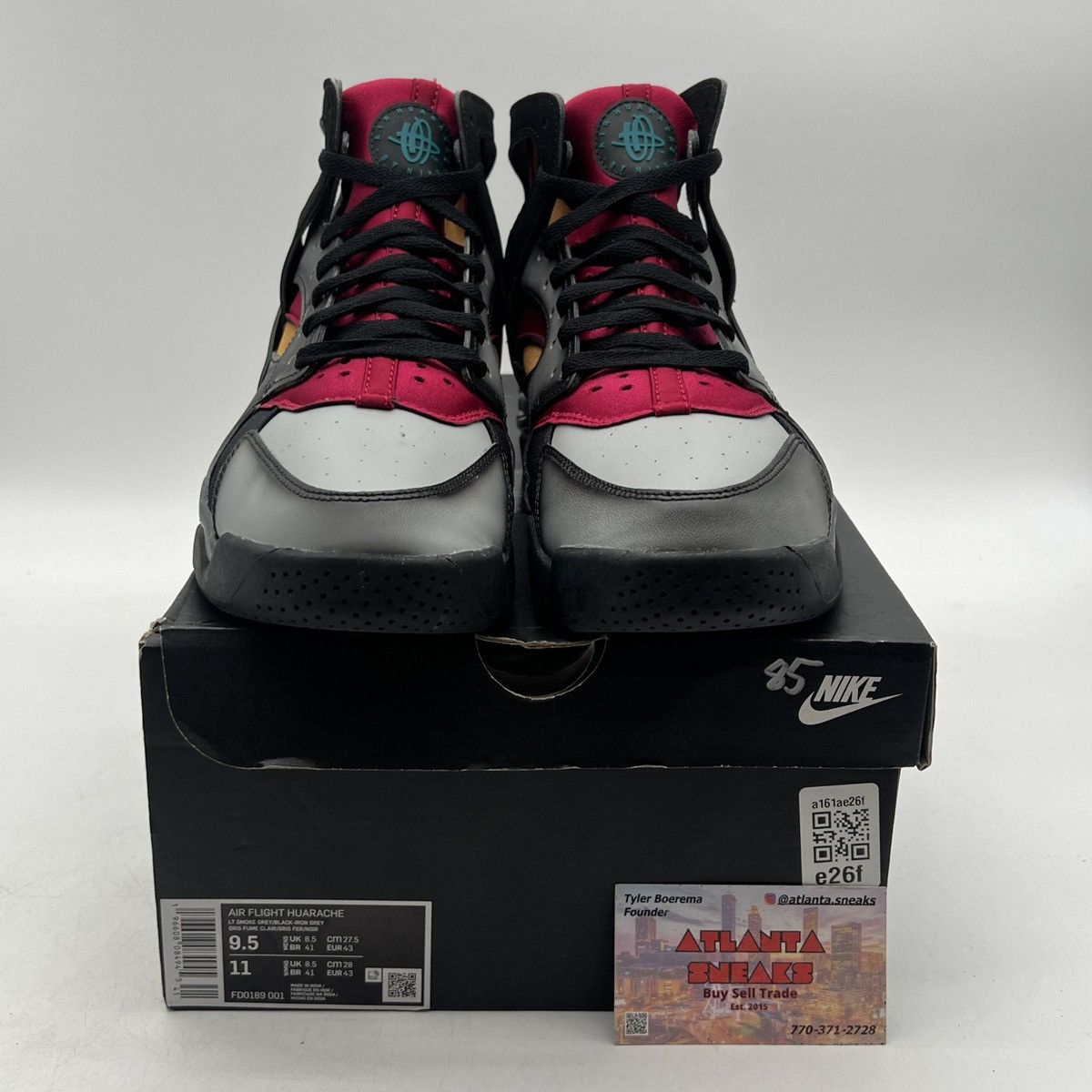 Nike Air flight hurarache air brush Bordeaux Size US 9.5 / EU 42-43 - 2 Thumbnail