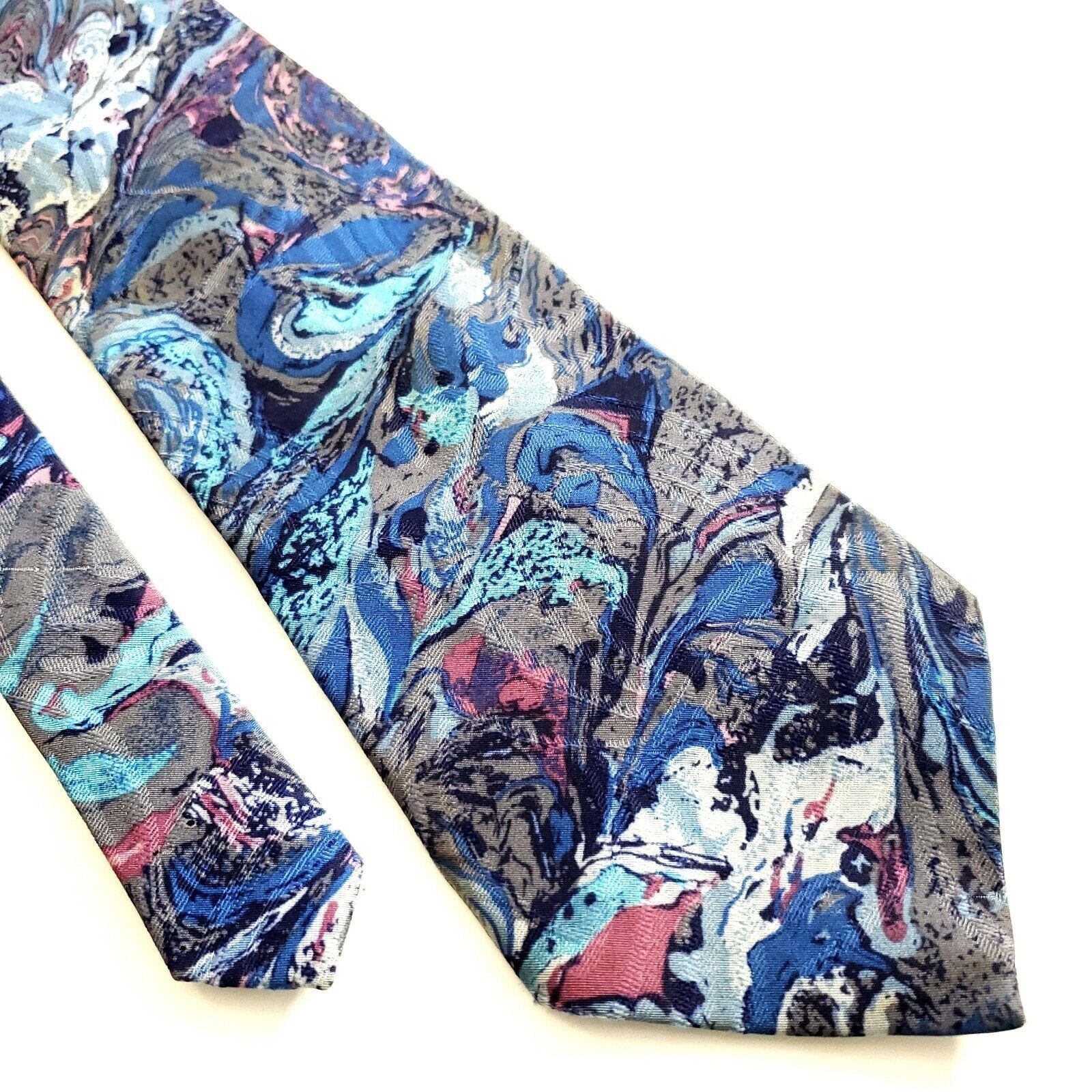 Bugle Boy Bugle Boy USA Floral Print Blue Gray Print Polyester Tie Sho Size ONE SIZE - 1 Thumbnail