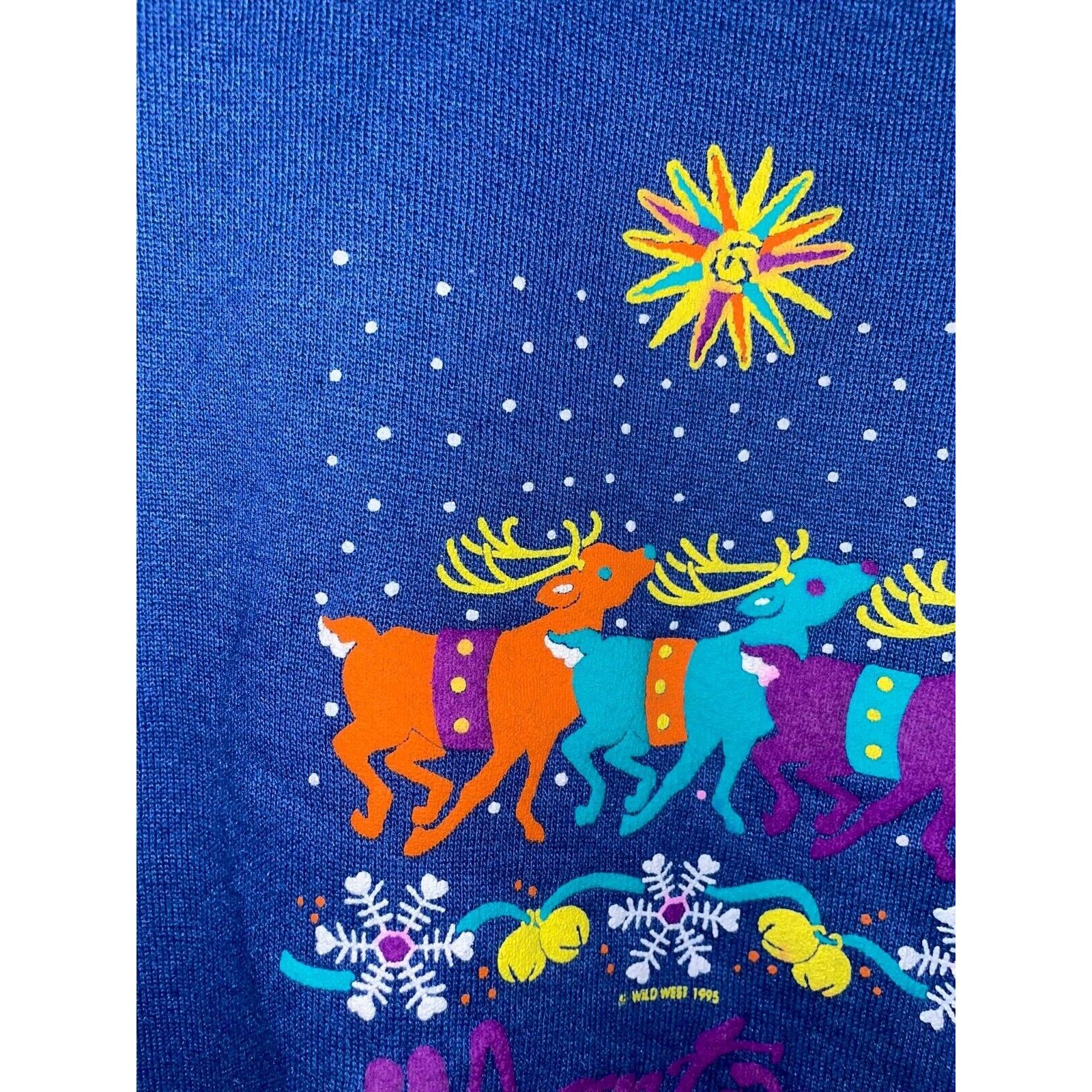 Jerzees Vintage Montana Sweatshirt Reindeer Blue Crewneck VTG 90s L Size US L / EU 52-54 / 3 - 3 Thumbnail