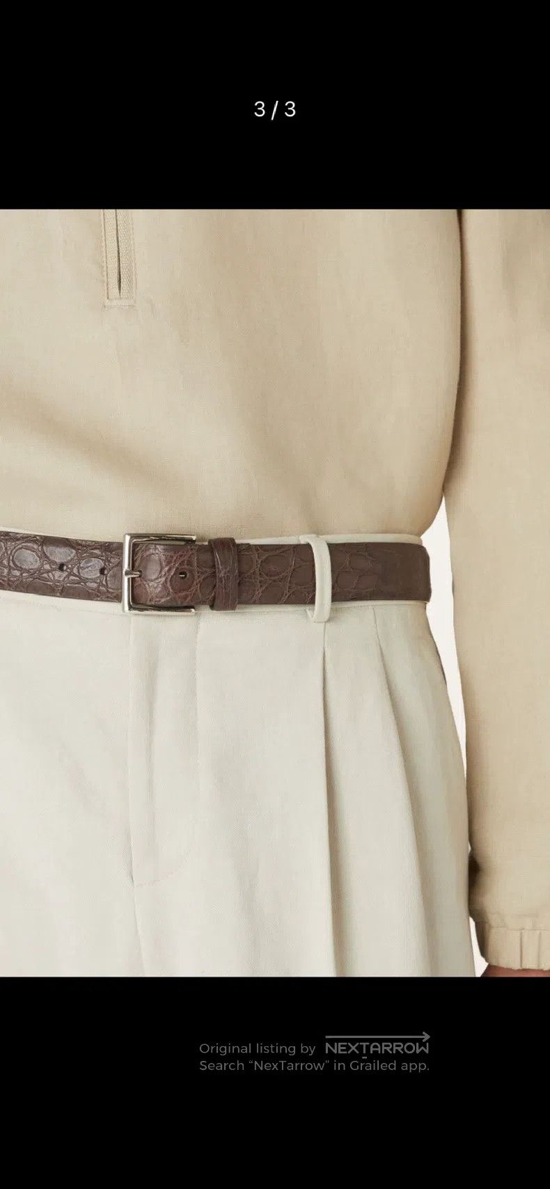 Loro Piana LORO PIANA size 95 Men's crocodile leather belt No. FaI1156 Size ONE SIZE - 3 Thumbnail