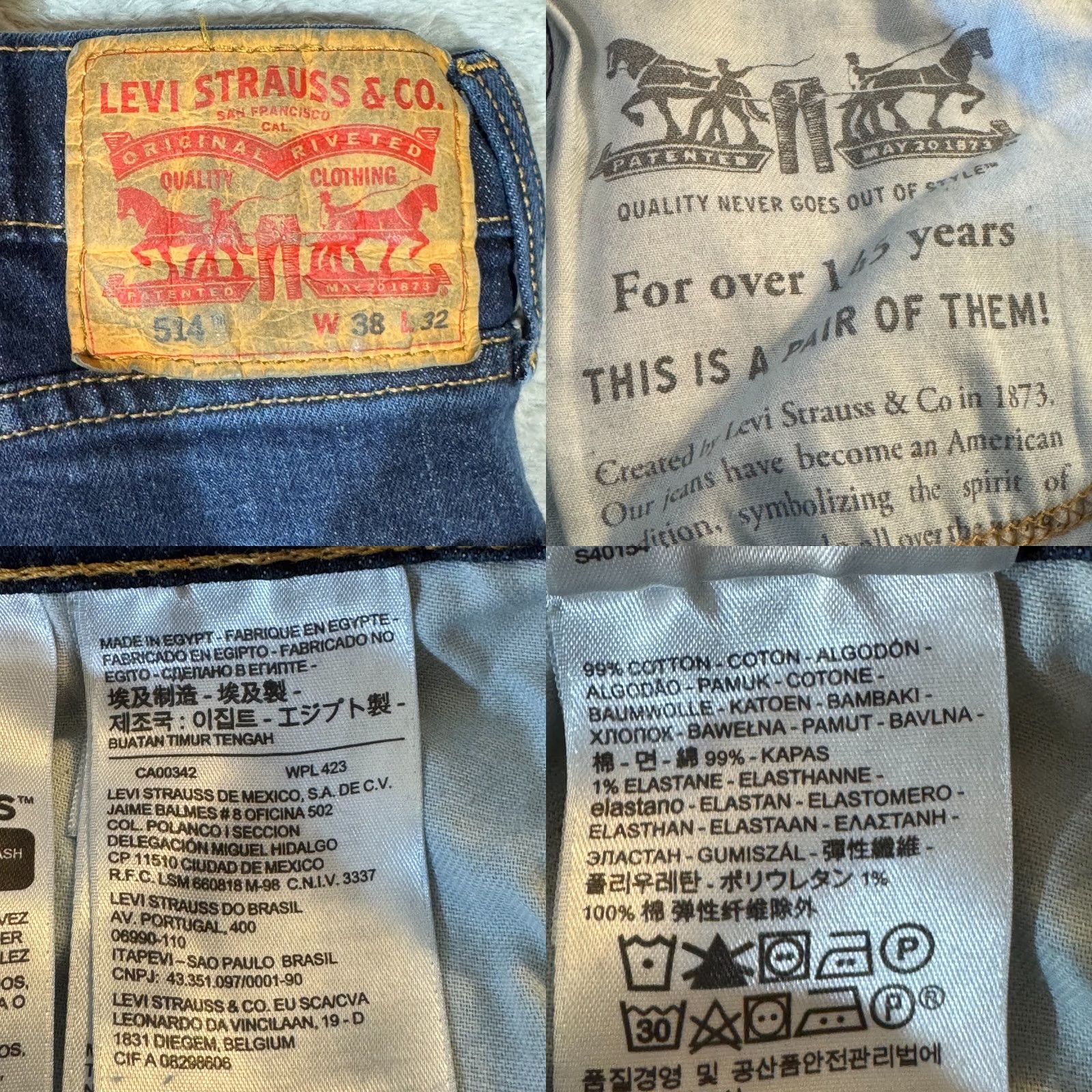 Levi's Levi’s 514 Jeans Men's 38x32 Blue Denim Straight Mid Rise 100% Cotton Jeans Size US 38 / EU 54 - 9 Thumbnail