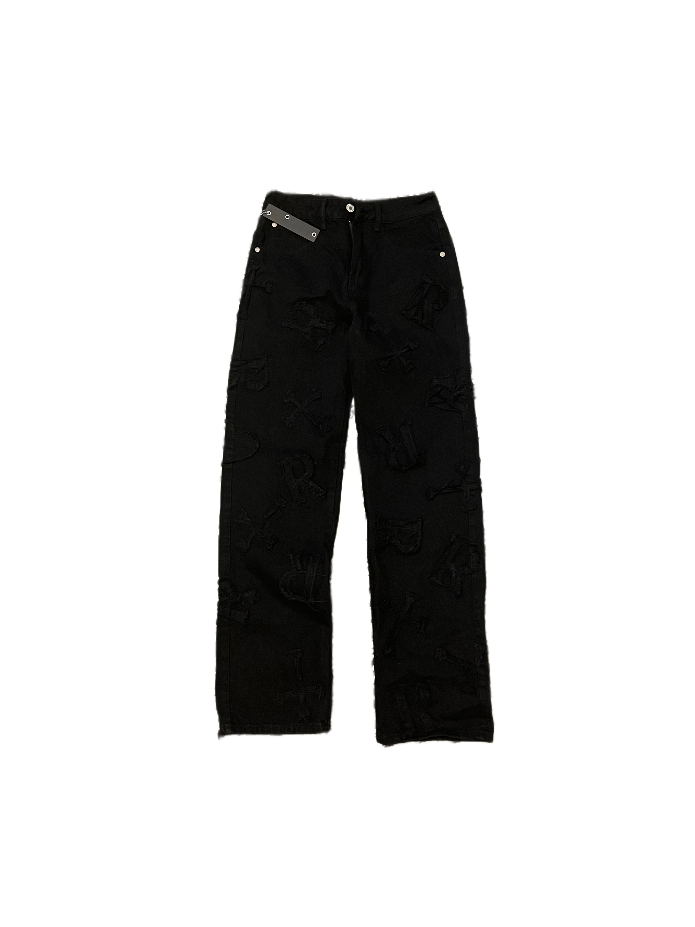 Racer Worldwide Washed Black Patch Crucifix Heavy Jeans