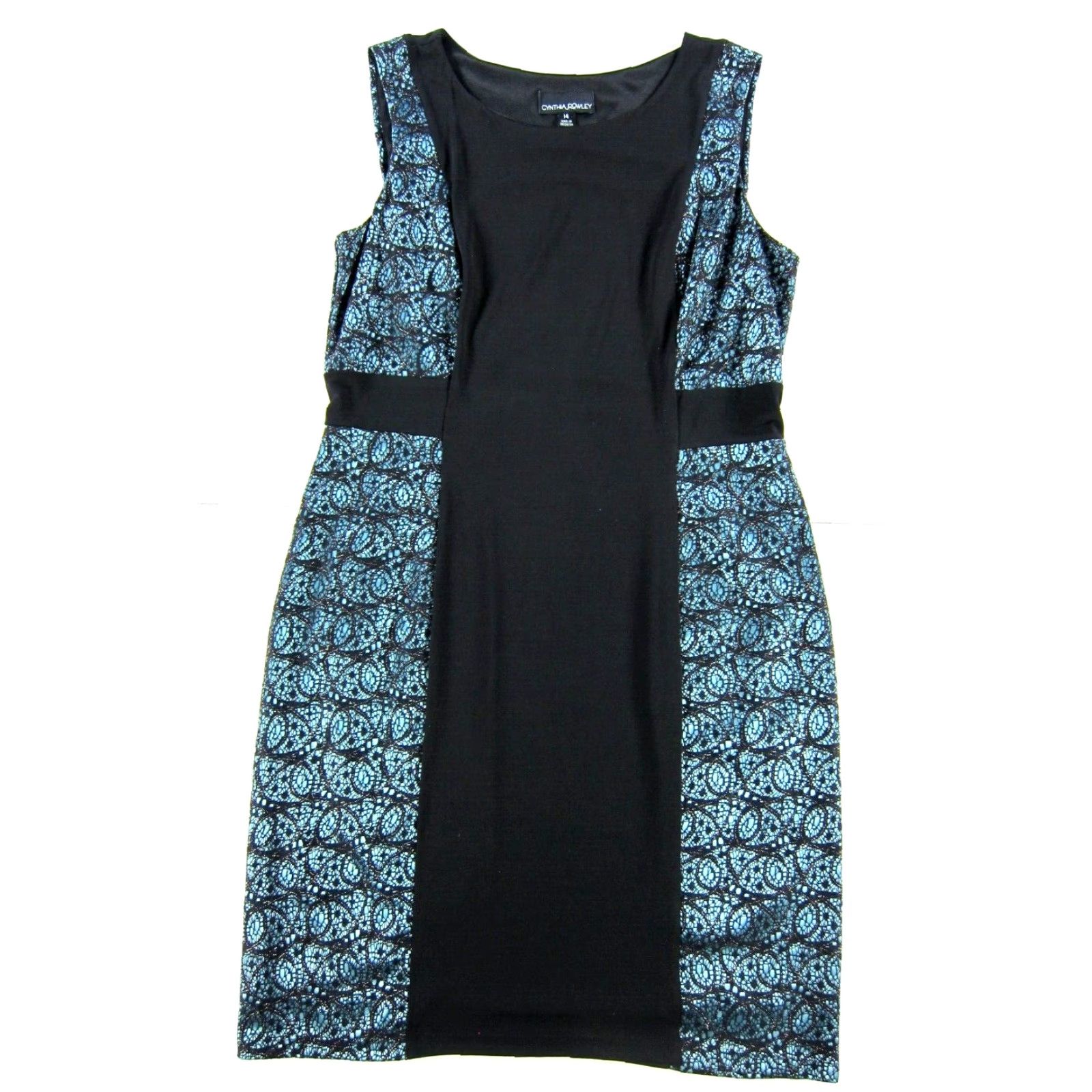 Cynthia Rowley Cynthia Rowley Black Green Lace Stretch Sleeveless Sheath Tank Dress 14 Size XL / US 12-14 / IT 48-50 - 2 Thumbnail