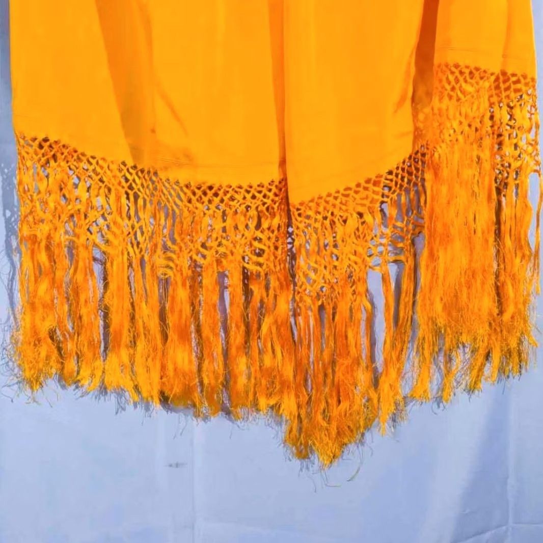 Vintage Nylon Shawl Scarf for Evening Gown - Yellow, Women's Scarf, 27"x70" Size ONE SIZE - 3 Thumbnail
