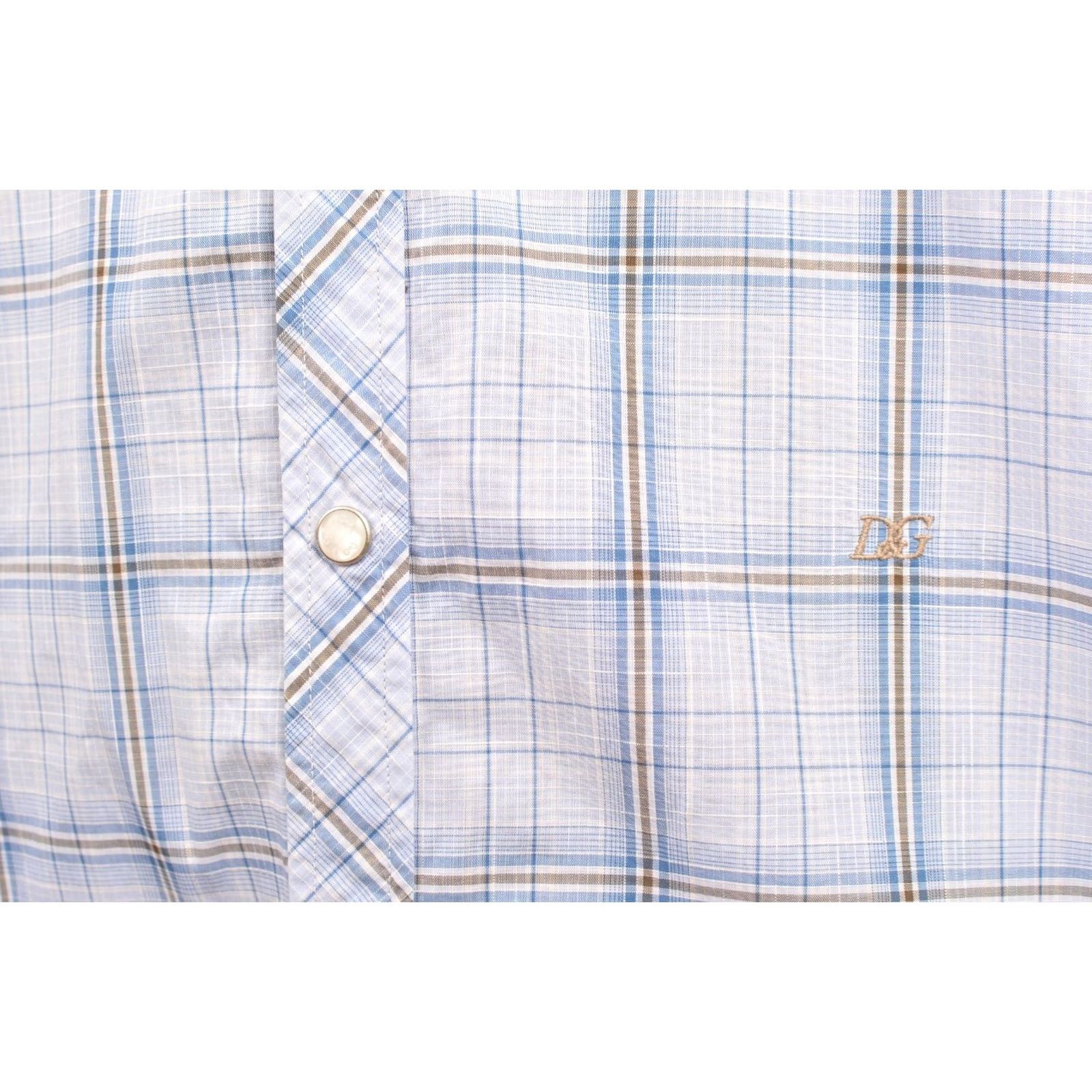 Dolce & Gabbana DDP Vintage Dolce Gabbana Blue Check Cotton Dress Shirt RS0594 Size 16 41 Mens Shirt, Blue, Cotton, Dress Shirt, Regular Fit Size 42R - 3 Thumbnail