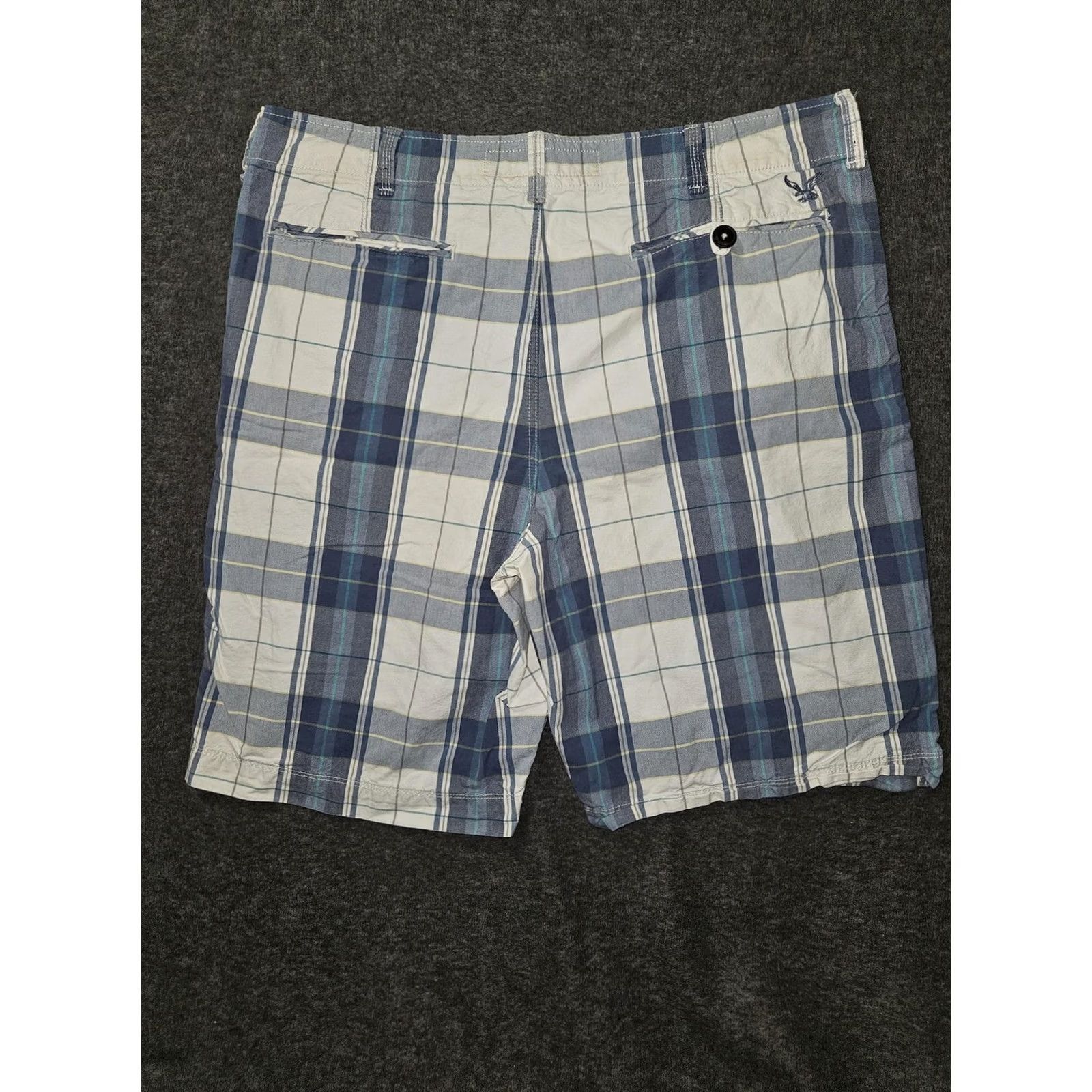American Eagle Outfitters American Eagle Outfitters Longer Length Shorts Mens 38 Blue Plaid Cotton Casual Bermuda Shorts Mens 38 Blue Plaid Cotton Casual 90s Preppy Logo Pocket Size US 38 / EU 54 - 7 Thumbnail