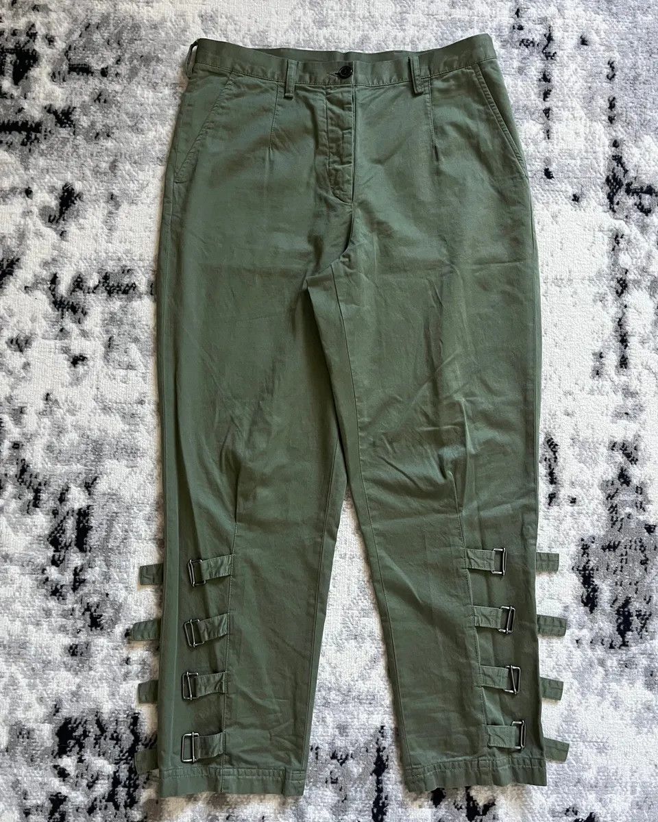 Dries Van Noten × Vintage AW2023 Dries Van Noten Olive Green Bondage Pants Size US 31 - 1 Thumbnail