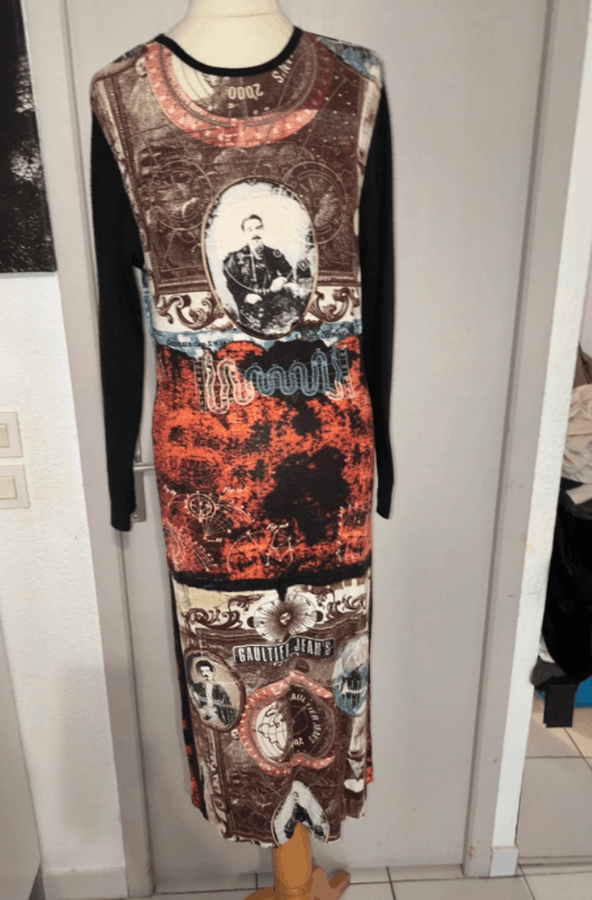 Jean Paul Gaultier × Vintage Jean Paul Gaultier Mesh Dress Graphic Print Bondage Vintage Size L / US 10 / IT 46 - 1 Thumbnail
