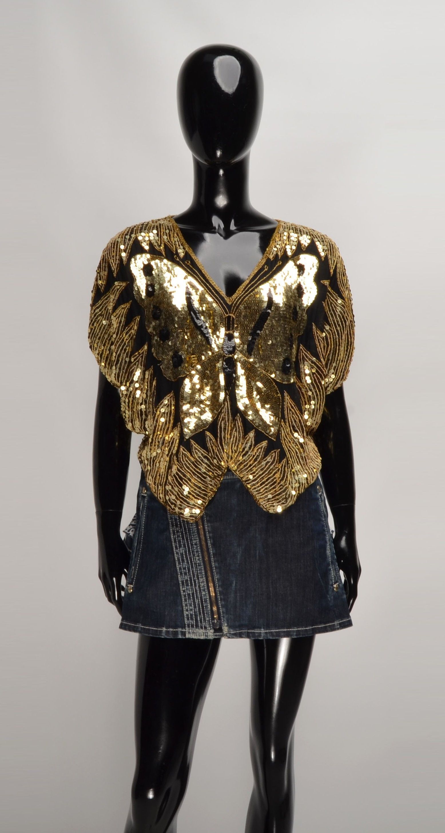 Other Vintage Y2K Fairy Butterfly Sequin Beaded Silk Blouse Top Size ONE SIZE - 1 Thumbnail