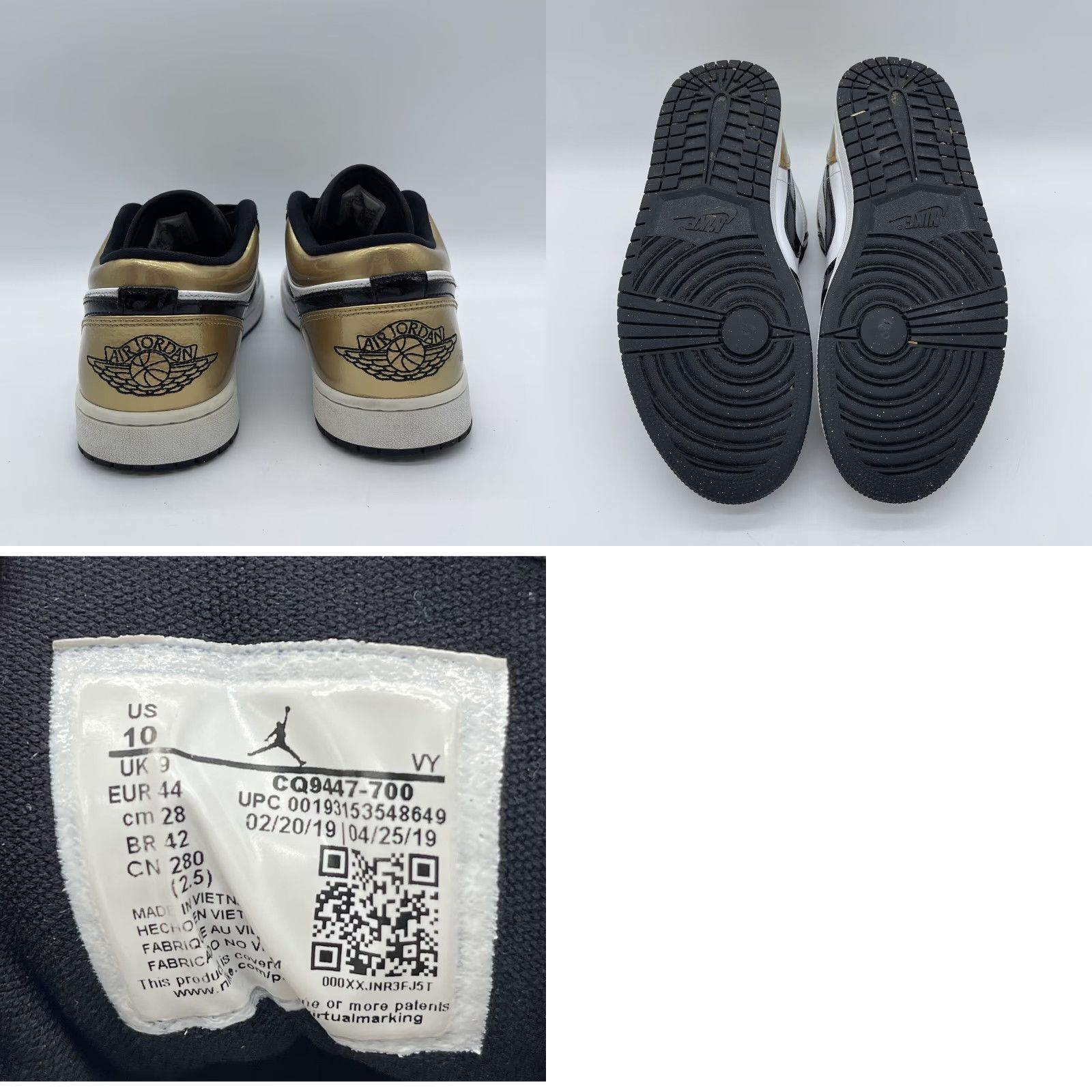 Jordan Brand Nike Air Jordan 1 Low Gold Toe Sneakers CQ9447-700 Men 10 Shoes Patent Leather Black White Gold Swoosh Wing Mens Shoes Size US 9 / EU 42 - 8 Thumbnail