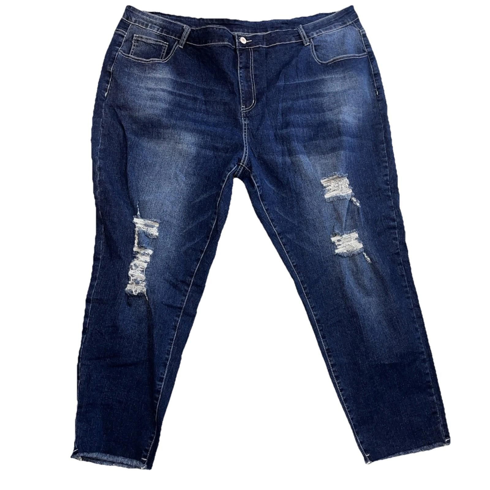 Jean Jeans Blue Distressed Jeans Size 5XL NWOT Size 30" / US 8 / IT 44 - 1 Thumbnail