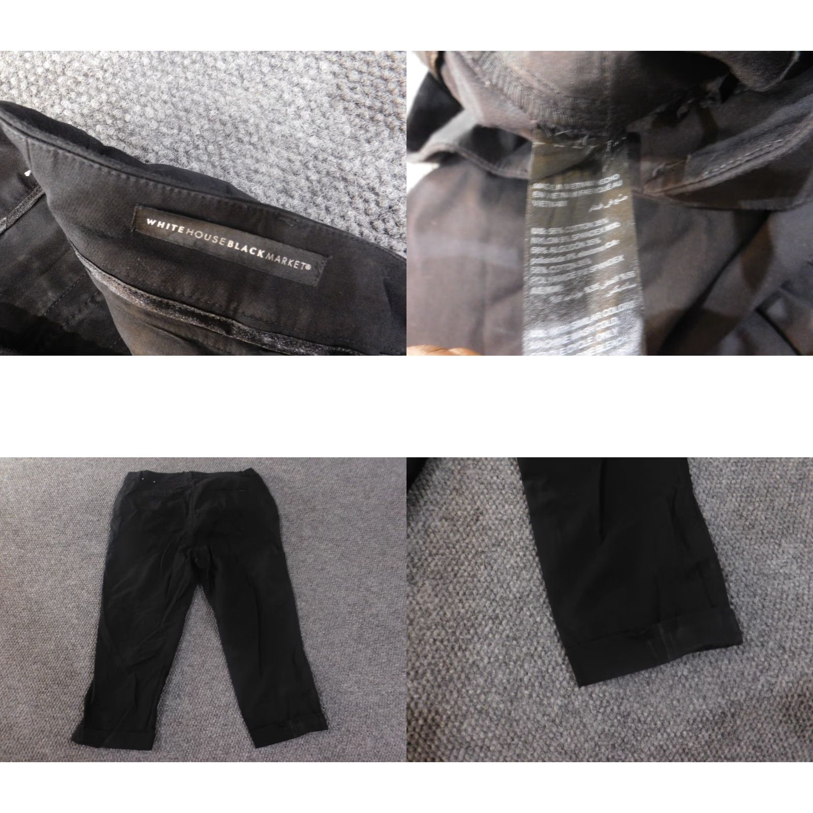 White House Black Market White House Black Market Pants 12 Black Slim Cropped Womens Cuffed Stretch Cotton Size 24" / US 00 / IT 34 - 8 Thumbnail