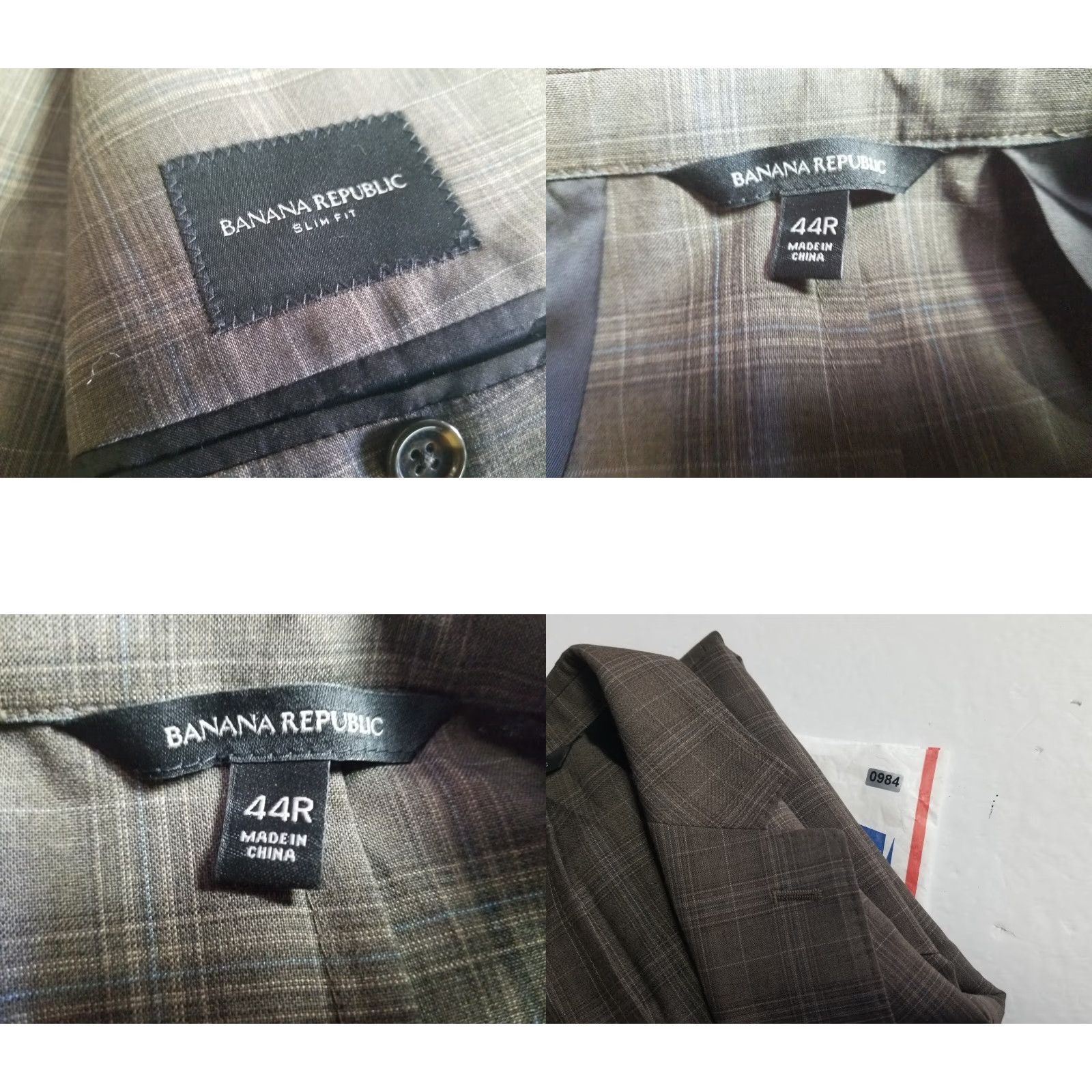 Banana Republic Banana Republic Men’s Plaid Sport Coat Blazer 44R Slim Brown Wool Blend Herringbone 2 Button Blazer Size 44R - 9 Thumbnail