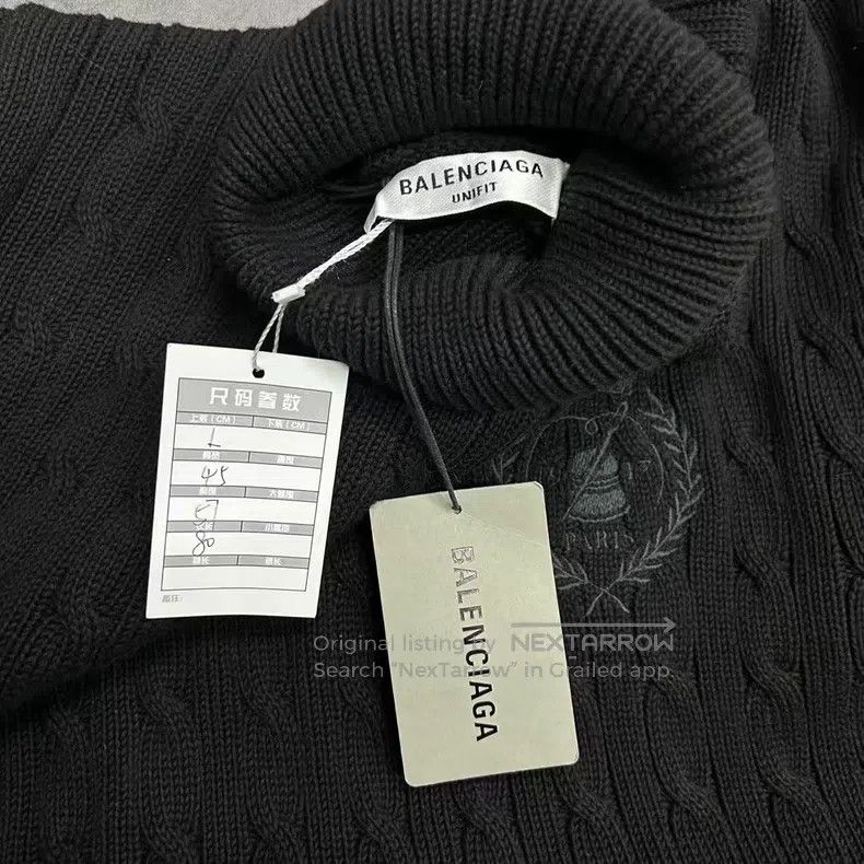 Balenciaga Balenciaga Wheat Embroidered Destroyed Hole Knit Sweater Size US L / EU 52-54 / 3 - 2 Thumbnail