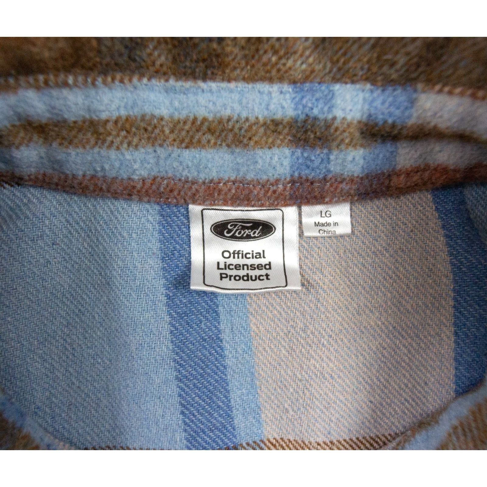Ford Ford Womens Flannel Shirt Large Blue Plaid Button-Up Casual Bronco Size L / US 10 / IT 46 - 7 Thumbnail