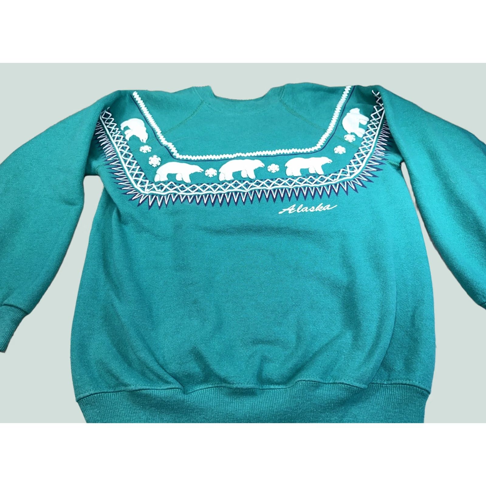 Hanes VINTAGE Hanes Sweatshirt Crewneck Women M Blue Bear Alaska 80s Pullover Made in USA Size M / US 6-8 / IT 42-44 - 1 Thumbnail