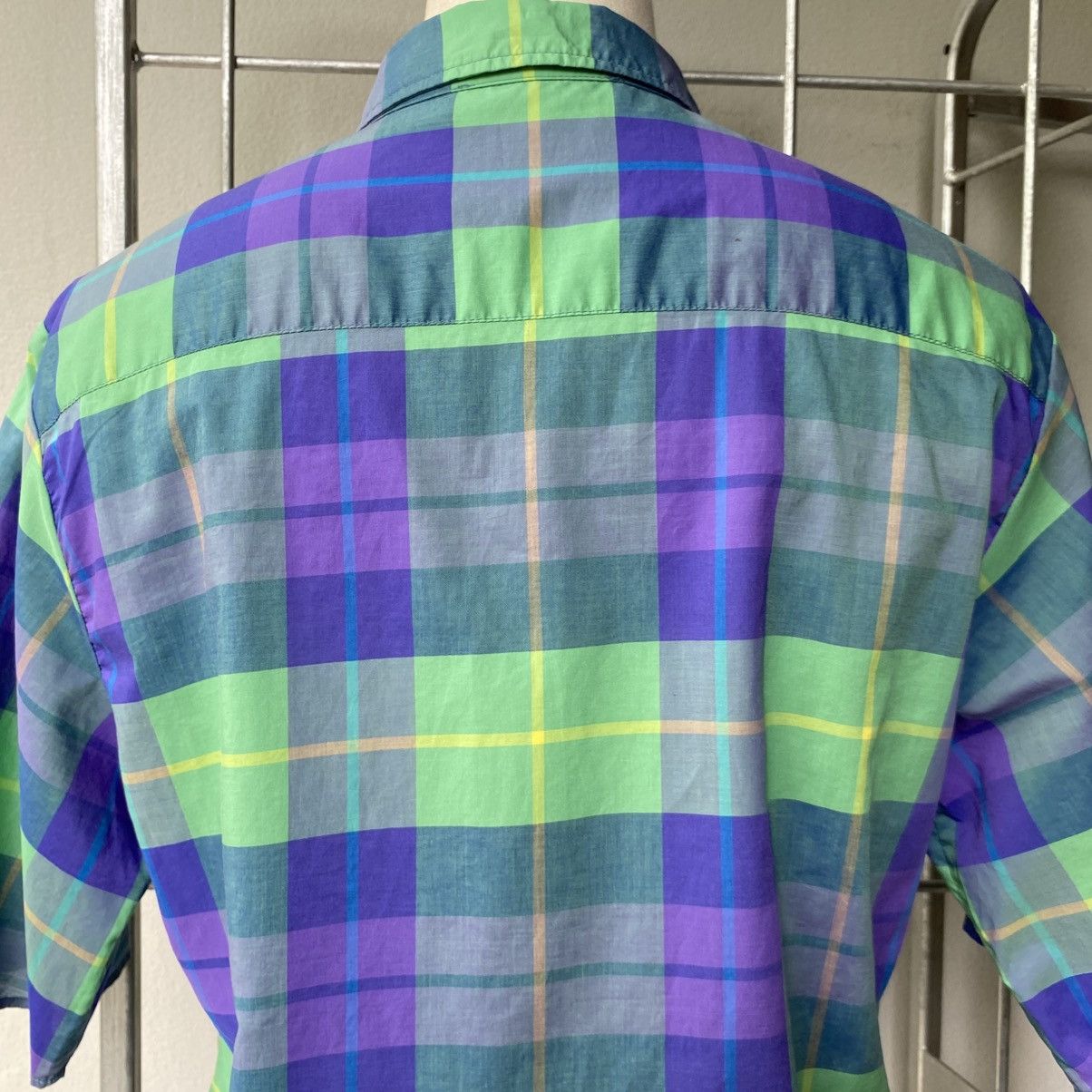 Love Moschino Love Moschino Green and Purple Plaid Short Sleeve Shirt Size M / US 6-8 / IT 42-44 - 7 Thumbnail