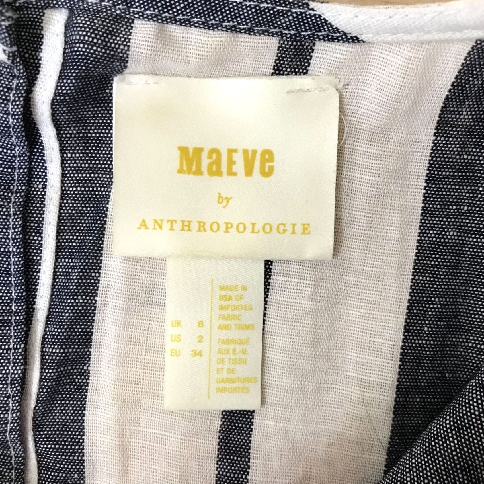 Vintage MAEVE BLUE & WHITE STRIPE SLEEVELESS TOP WOMEN'S 2 COTTON BLEND Size XS / US 0-2 / IT 36-38 - 7 Thumbnail