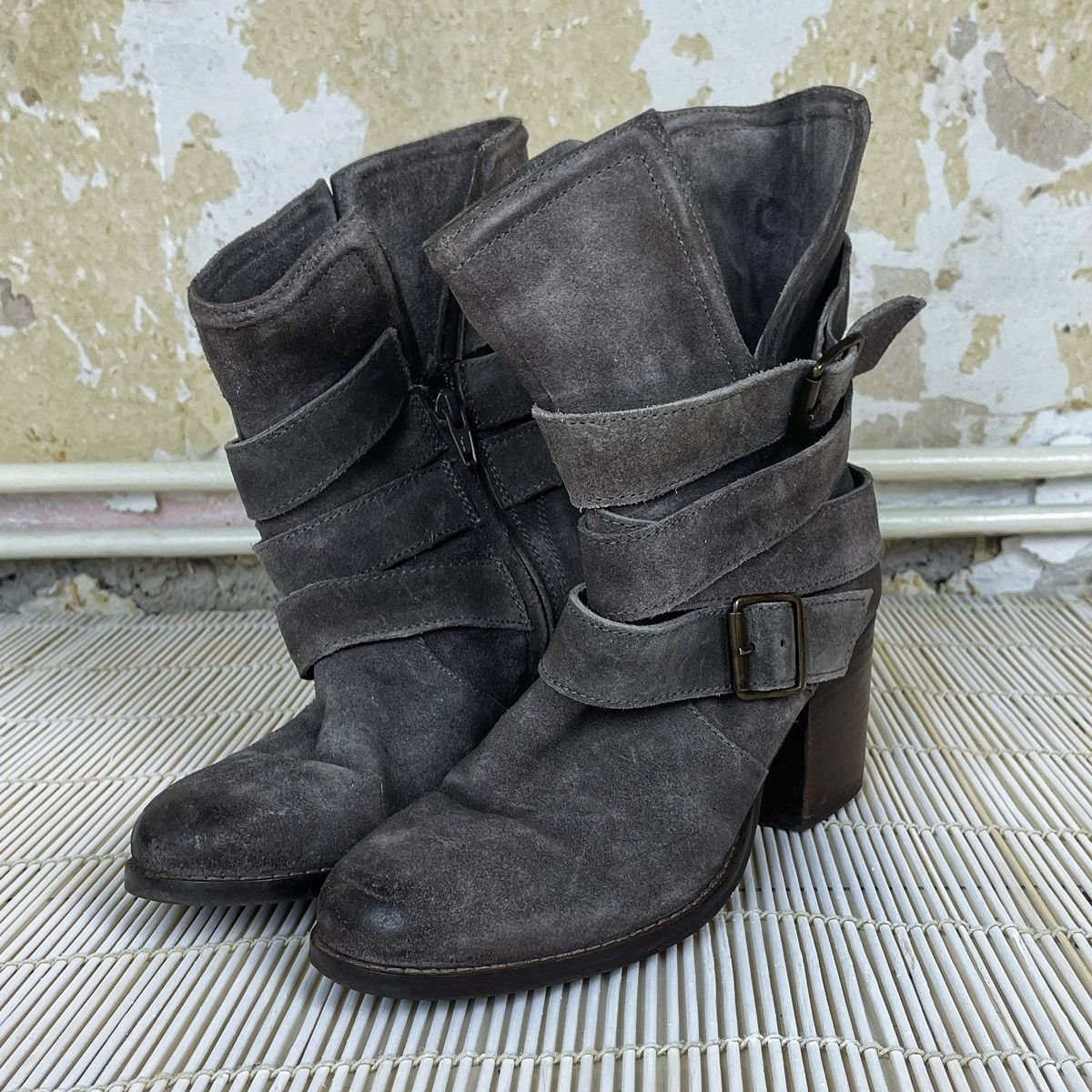Grey Real Leather Boots