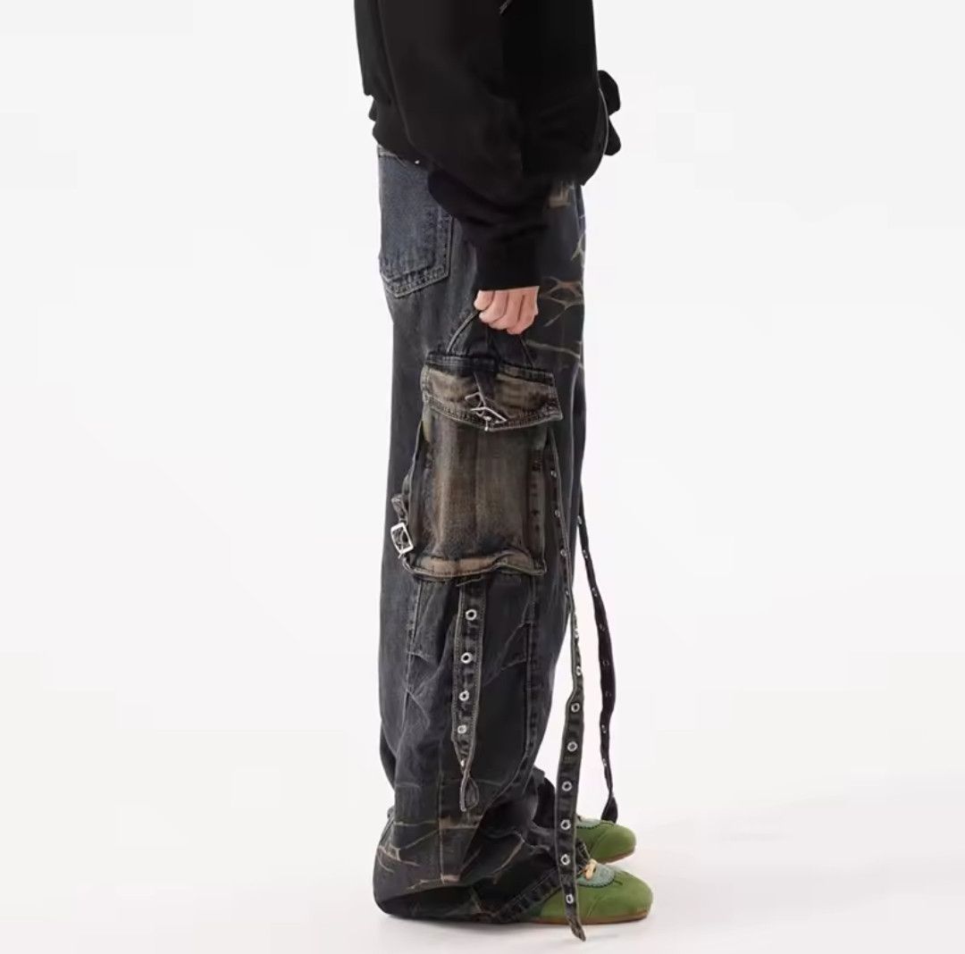 Japanese Brand × Jean American Style Pleated Multi-pocket Strap Jeans Size US 32 / EU 48 - 2 Thumbnail