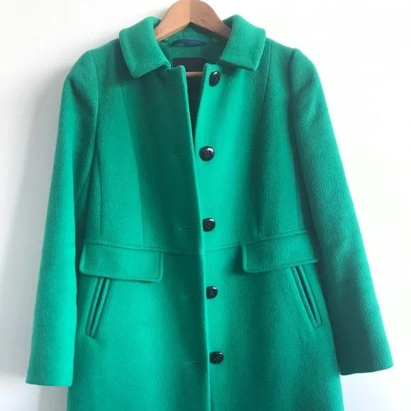 Talbots Emerald Green Coat with Polka Dot Lining and Collar Size XS / US 0-2 / IT 36-38 - 1 Thumbnail