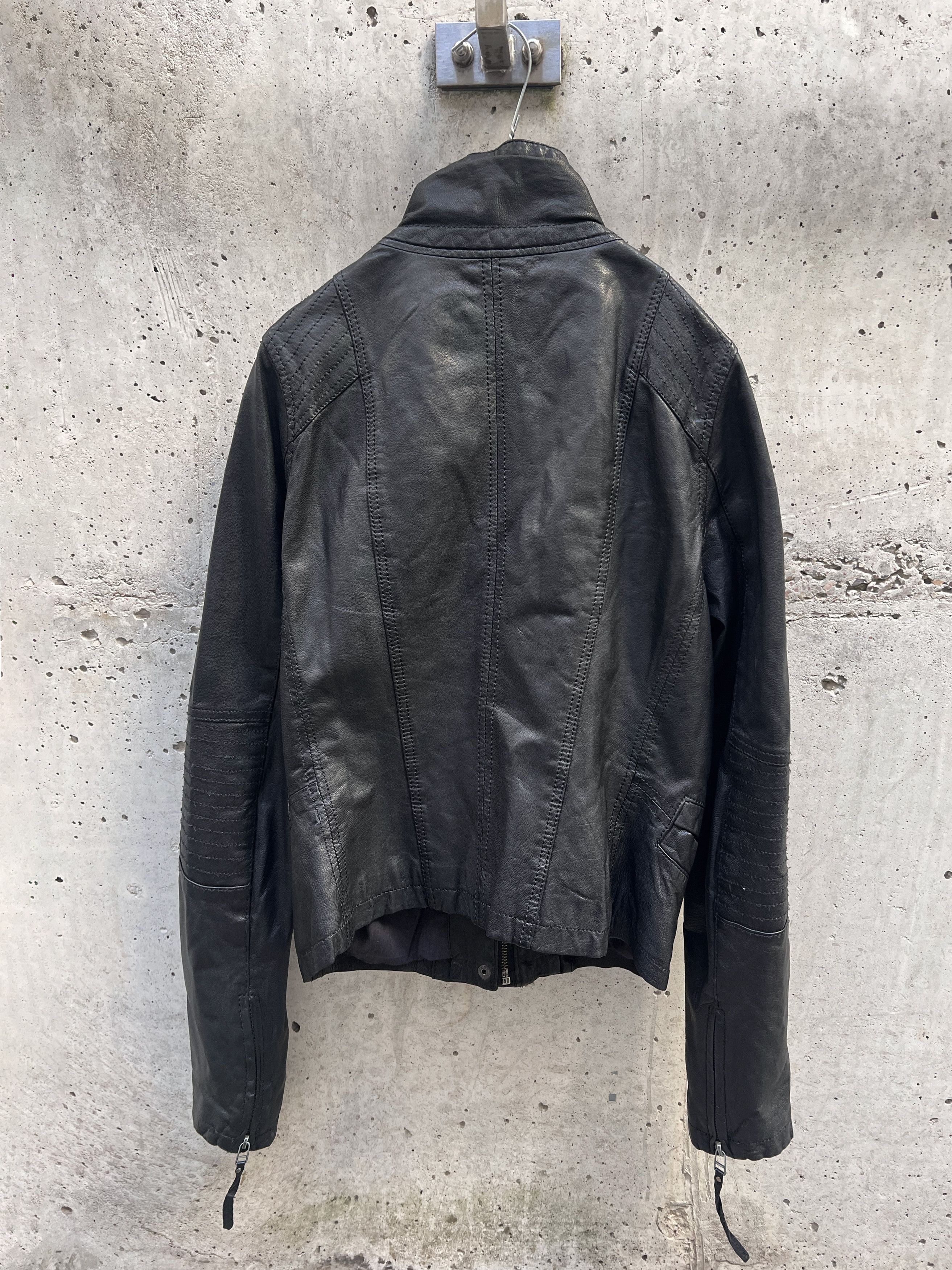 Vintage Black Lamb Leather Structured Zip Jacket Size M / US 6-8 / IT 42-44 - 3 Thumbnail