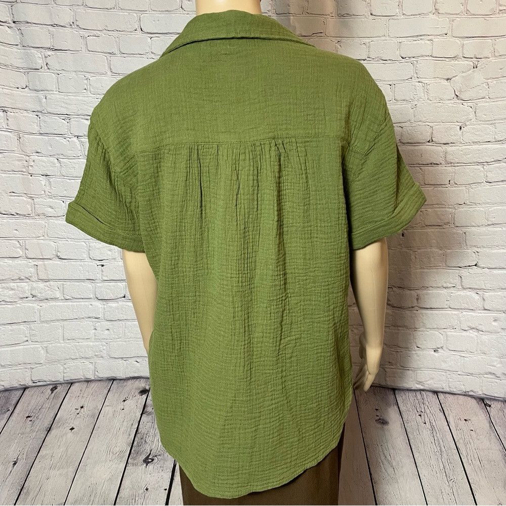 Other NWT New Lola River Brushed Gauze Cotton V-Neck Collared Oli Size M / US 6-8 / IT 42-44 - 4 Thumbnail