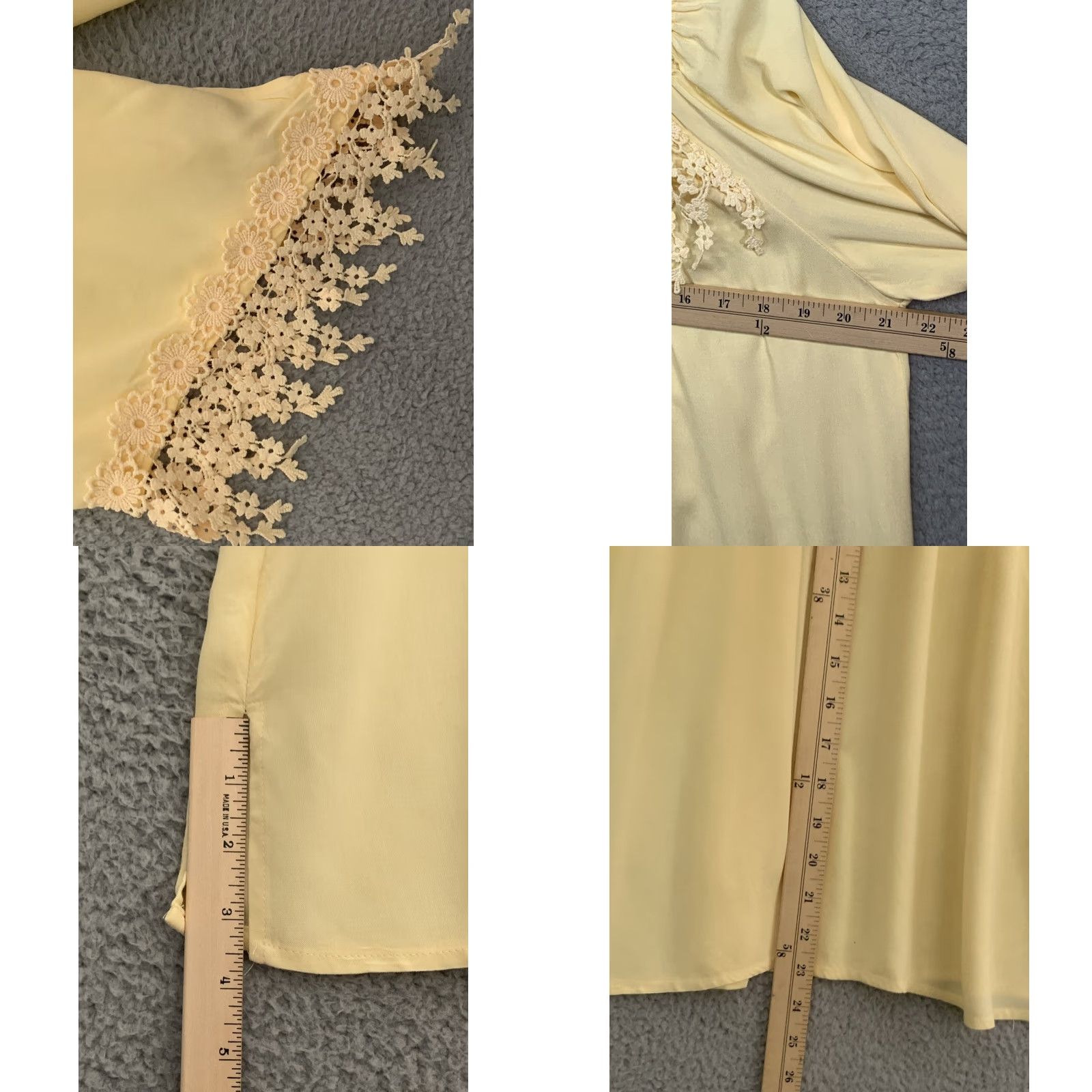 Melissa Melissa Paige Pullover Tunic Women’s Petite L 3/4 Sleeve Yellow 3 1/2” Slit Hem Blouse Knit Lightweight Slit 100% Rayon Flowy Boat Neck Casual Size L / US 10 / IT 46 - 8 Thumbnail