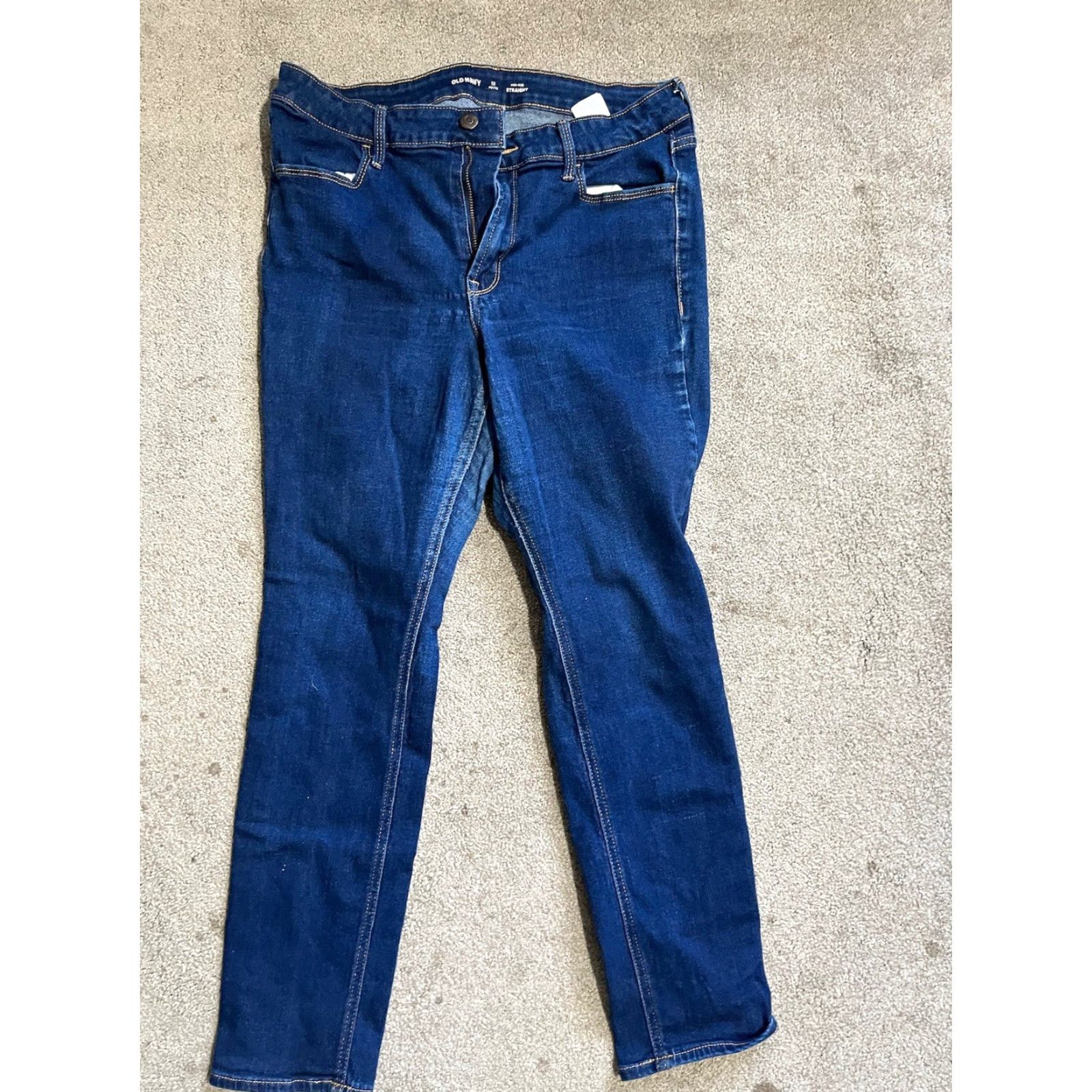 Old Navy Old Navy Jeans High Rise Straight Women's 12P Petite Blue Denim Stretch Pockets Casual Regular Fit 4 Pocket Cotton Polyester Spandex Women Jeans Size 34" / US 12 / IT 48 - 2 Thumbnail