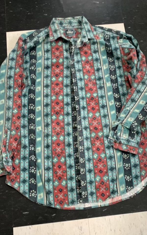 Vintage × Woolrich Woolen Mills Woolrich flannel shirt brushed cotton aztec print XL long Size US XL / EU 56 / 4 - 1 Thumbnail