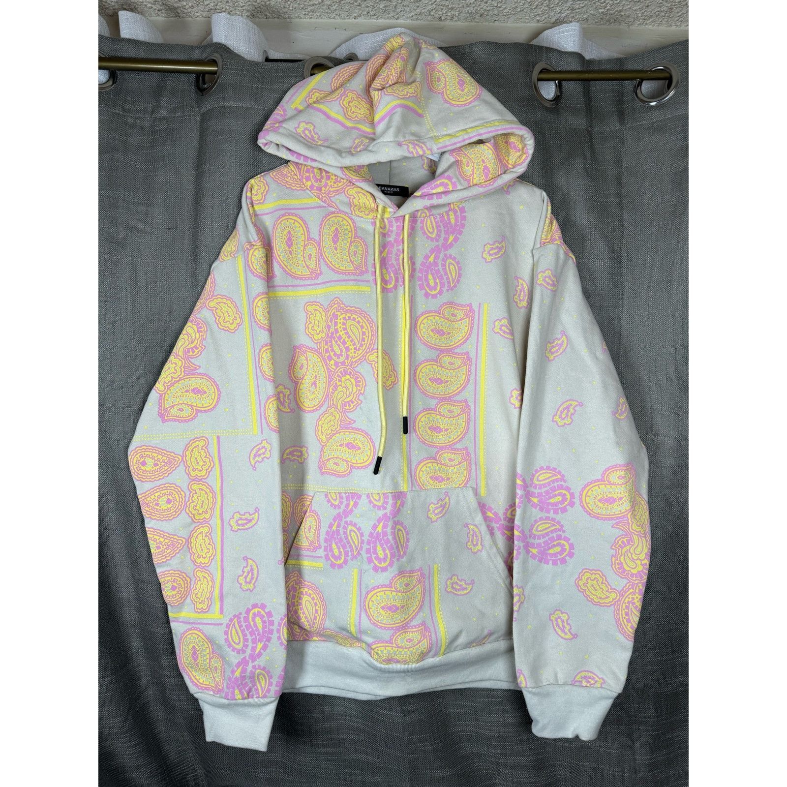 Unknown London Bananas Monkey Pink Yellow Paisley Pullover Hoodie Size L Size US L / EU 52-54 / 3 - 1 Thumbnail