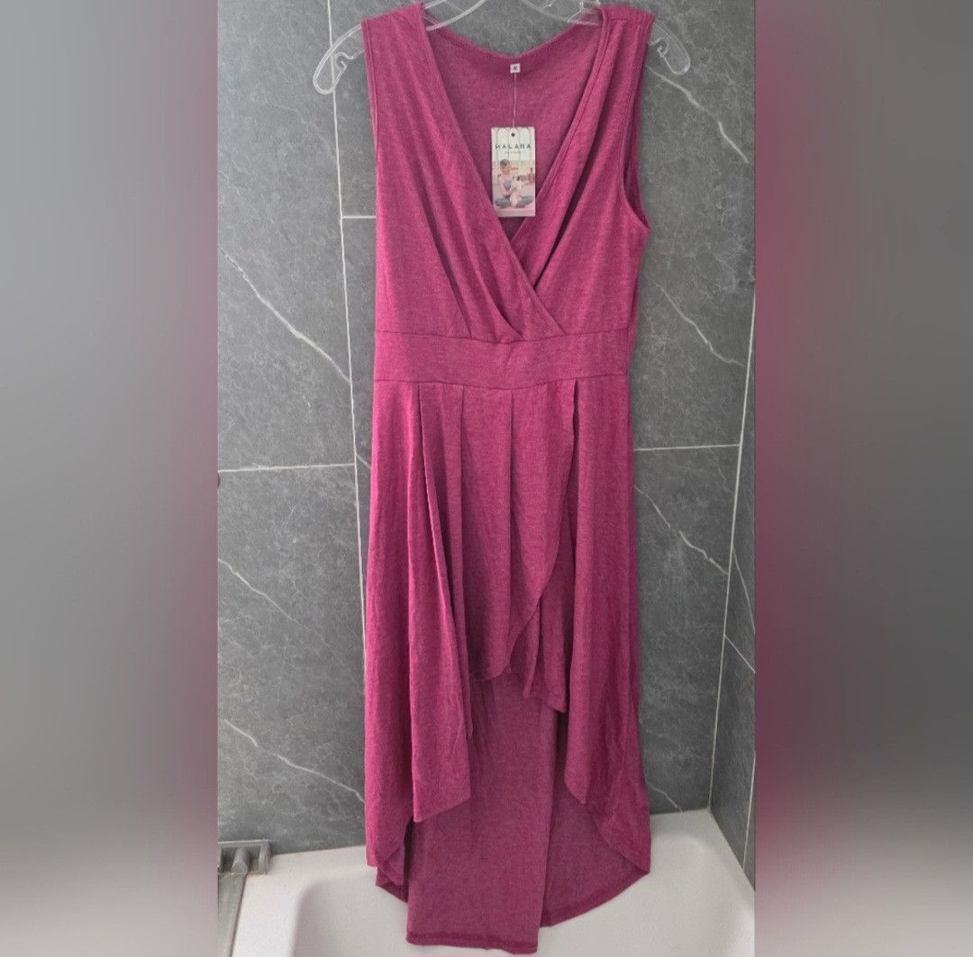 Unknown London NWT Halara Deep V Neck Plicated High Low Midi Dress M Size M / US 6-8 / IT 42-44 - 1 Thumbnail