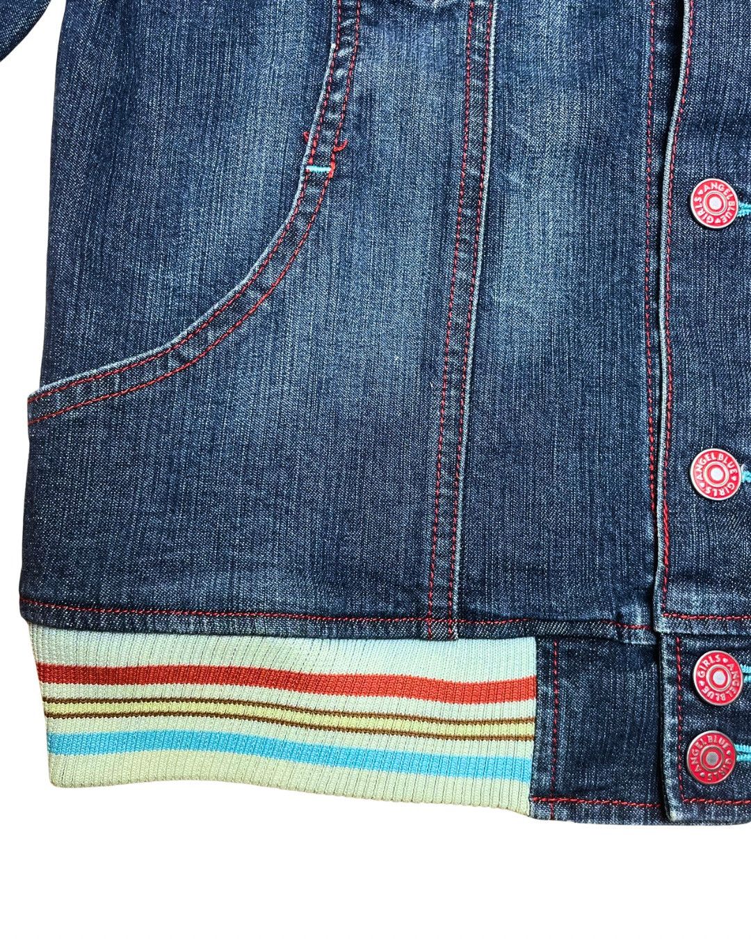 Angel Blue Angel Blue Stripe Hem Denim Jacket Size M / US 6-8 / IT 42-44 - 3 Thumbnail