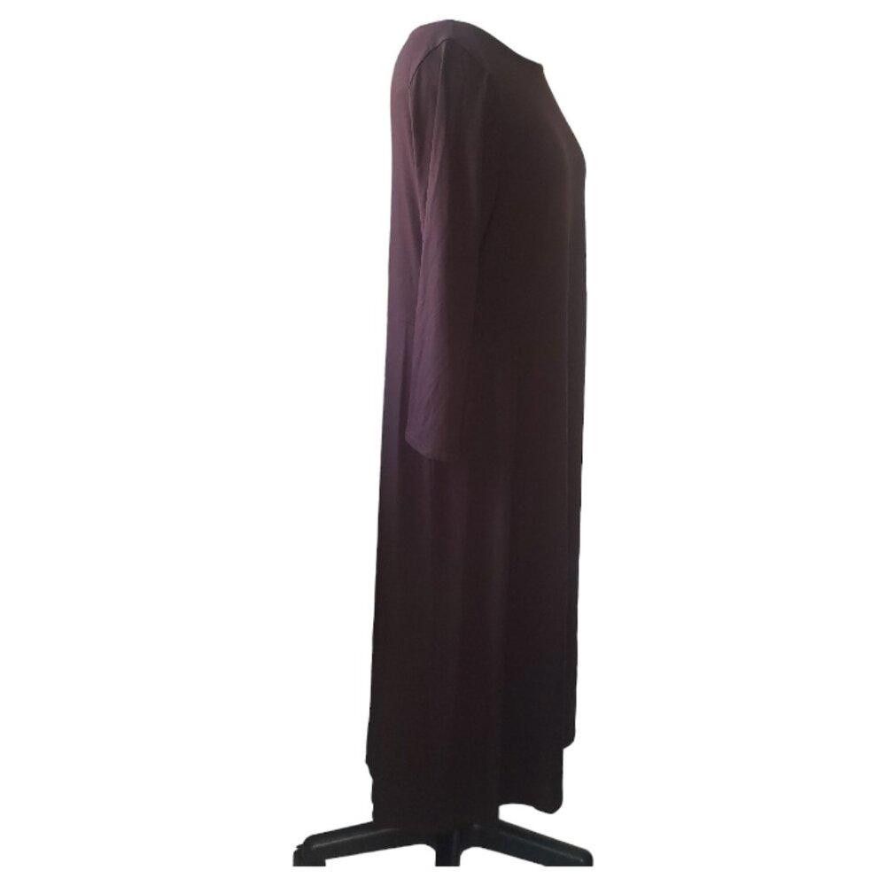 Eileen Fisher CT1627 Eileen Fisher Brown Long Sleeve Midi Dress M Size M / US 6-8 / IT 42-44 - 2 Thumbnail