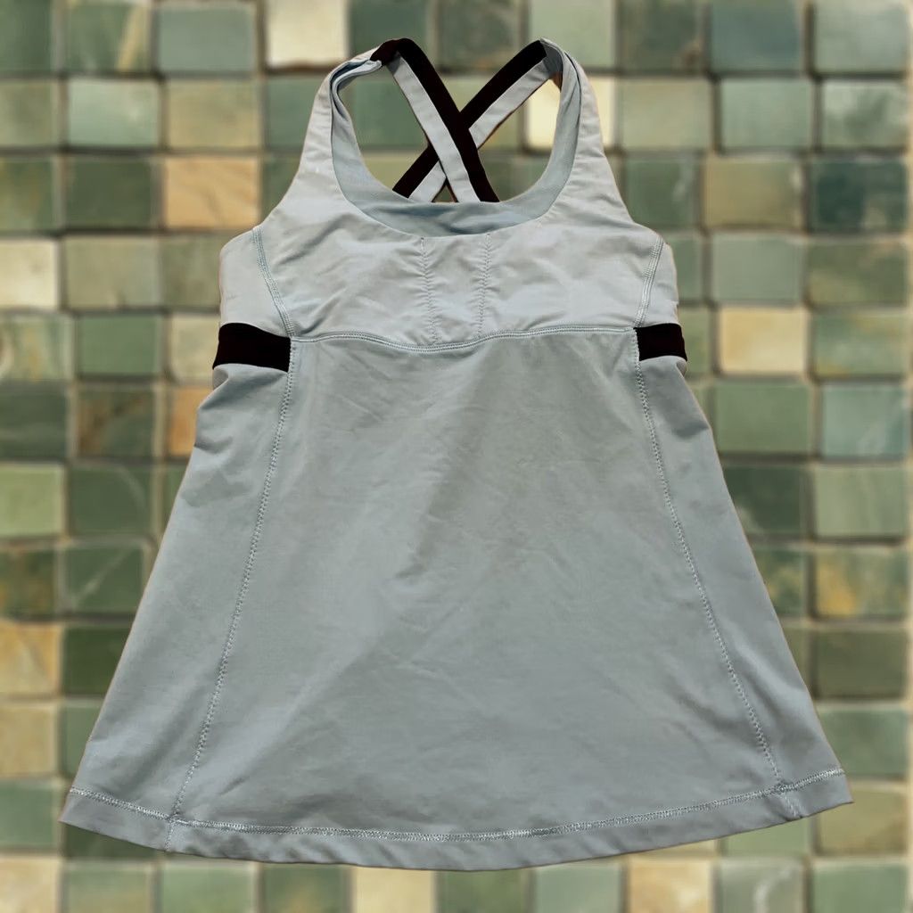 Lululemon Lululemon Tank Top Women's Small Stuff Your Bra Tank II Blue Moon Inkwell Crossover Sleeveless Racerback Knit Cotton Blend Athletic Fit Size S / US 4 / IT 40 - 1 Thumbnail