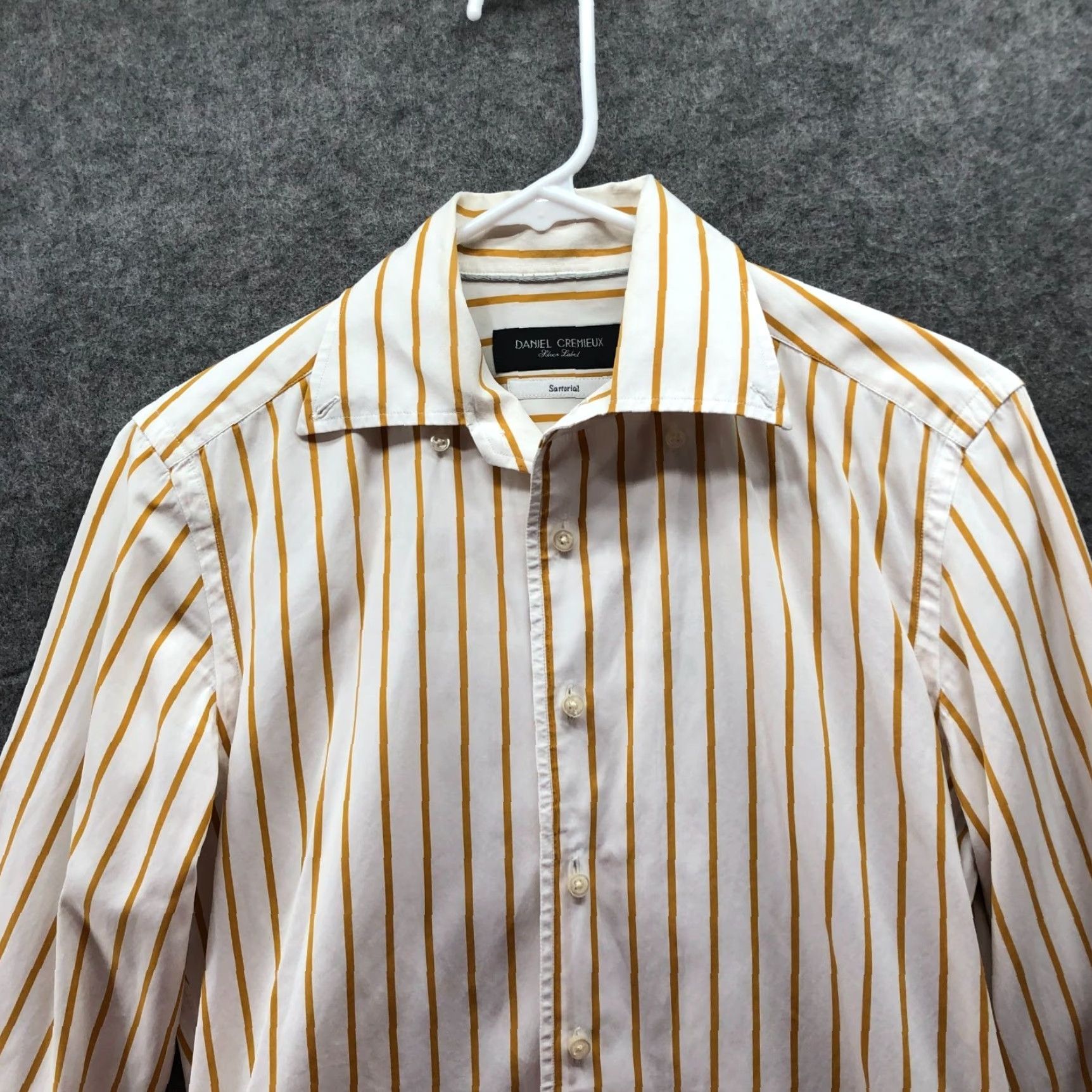 Cremieux Daniel Cremieux Silver Label Sartorial Shirt Mens S Gold Stripe Long Sleeve Button-Up Cotton Size US S / EU 44-46 / 1 - 3 Thumbnail