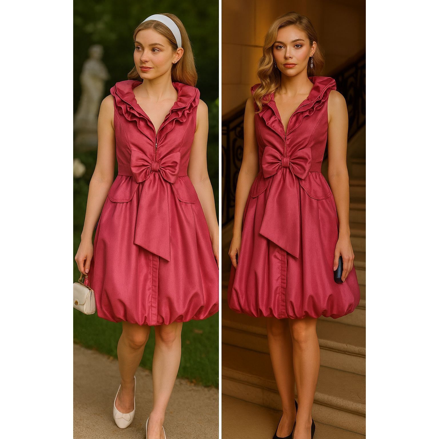 Other Samuel Dong Womens Midi Dress XS Pink Dior Inspired Barbieco Size XS / US 0-2 / IT 36-38 - 1 Thumbnail