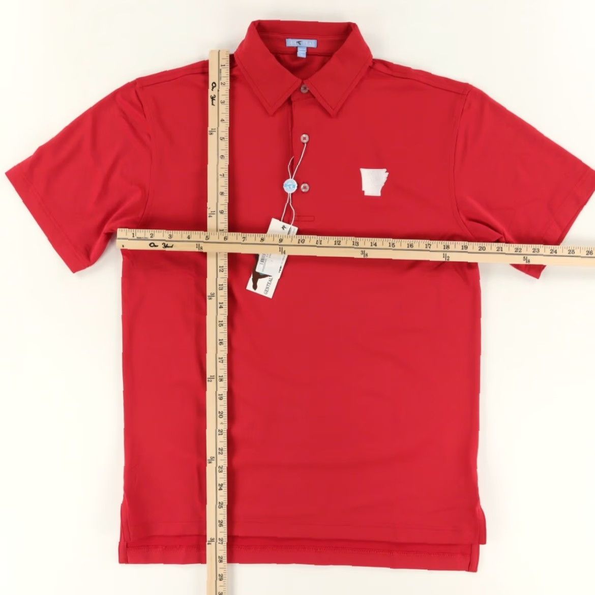 Vintage Genteal Polo Shirt Mens Crimson Arkansas Solid Stretch Polyester S Shirt Size US S / EU 44-46 / 1 - 3 Thumbnail