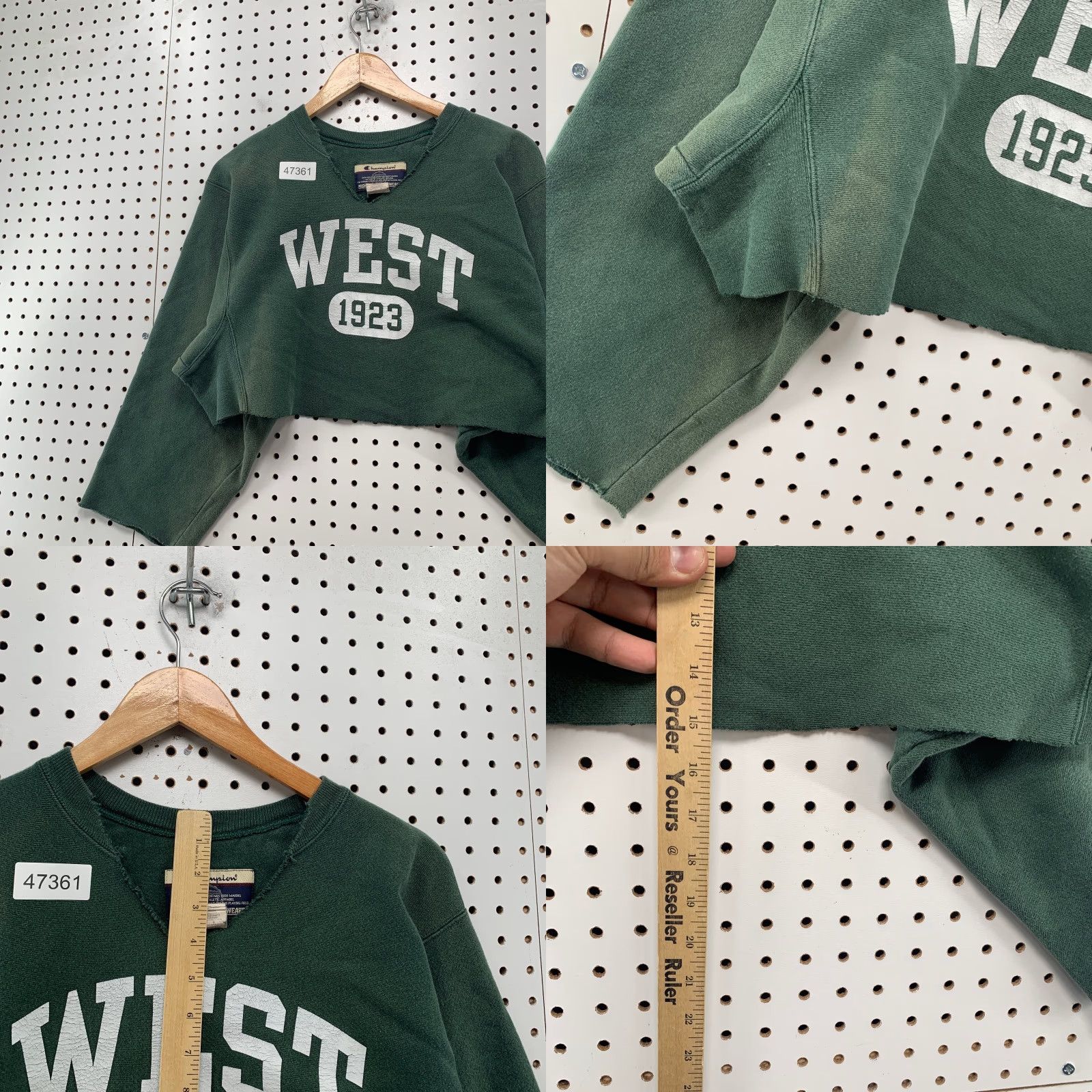 Champion VINTAGE Champion Reverse Weave Sweatshirt Small Green West 1923 Cropped Chopped Mens Sweatshirt Green 1920s Size US S / EU 44-46 / 1 - 8 Thumbnail