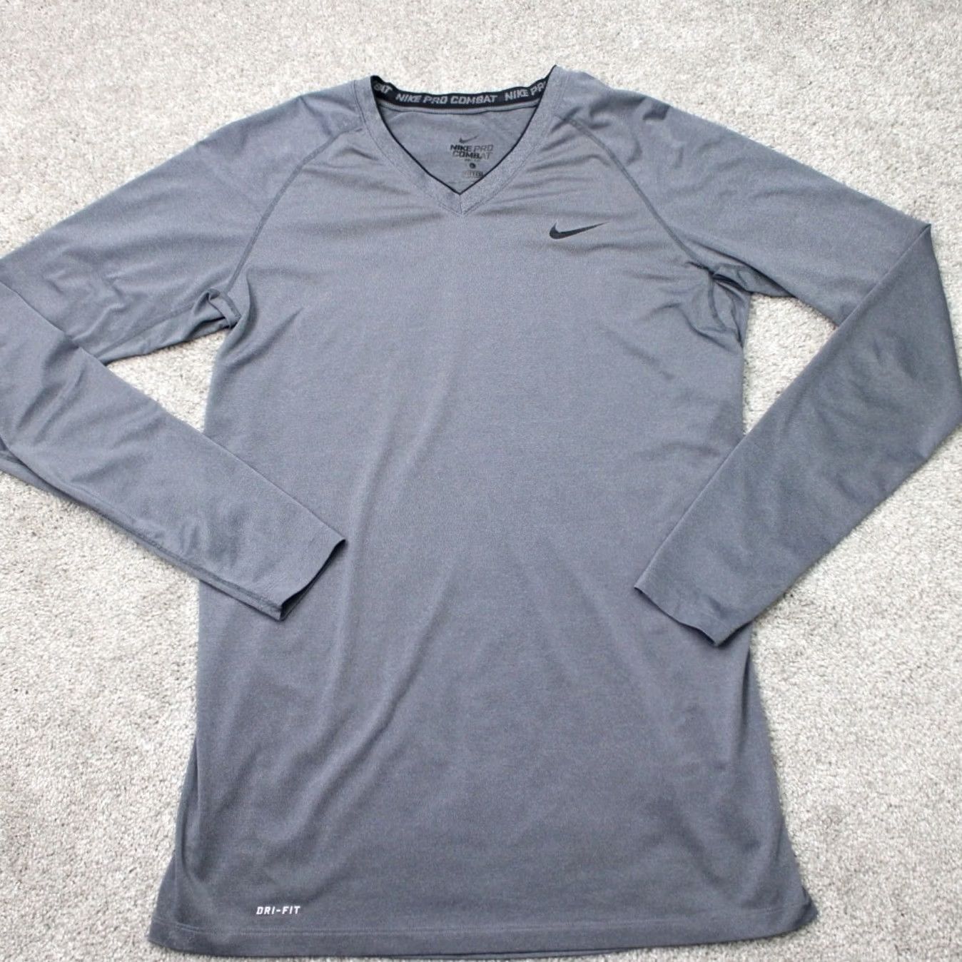 Nike Nike Pro Combat Shirt Mens Large Gray Dri-Fit Long Sleeve Gym Workout Shirt Size US L / EU 52-54 / 3 - 2 Thumbnail