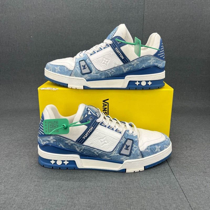 Louis Vuitton Louis Vuitton Denim and Leather Low-Top Trainers Size US 6 / IT 36 - 8 Thumbnail