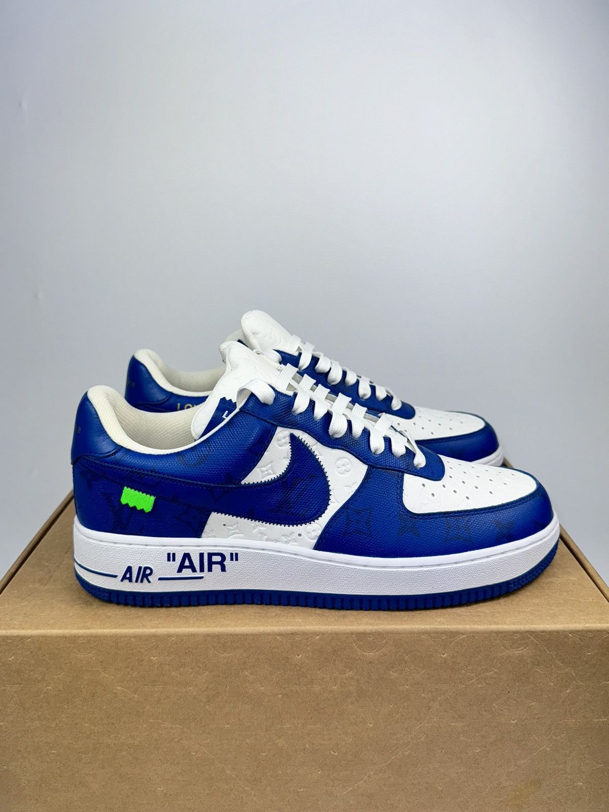 image of Louis Vuitton x Virgil Abloh Louos Vuitton X Air Force 1 Blue Sneakers, Men's (Size 10)