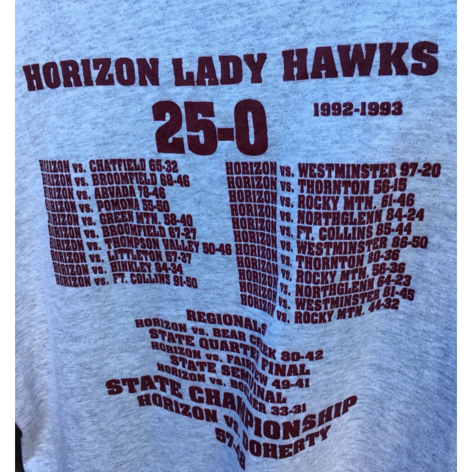 Russell Athletic VINTAGE Horizon Lady Hawks 1993 6A STATE CHAMPIONS T-Shirt XL gray USA Russell Athletic Unisex 1990s Graphic Tee Size US XL / EU 56 / 4 - 5 Thumbnail