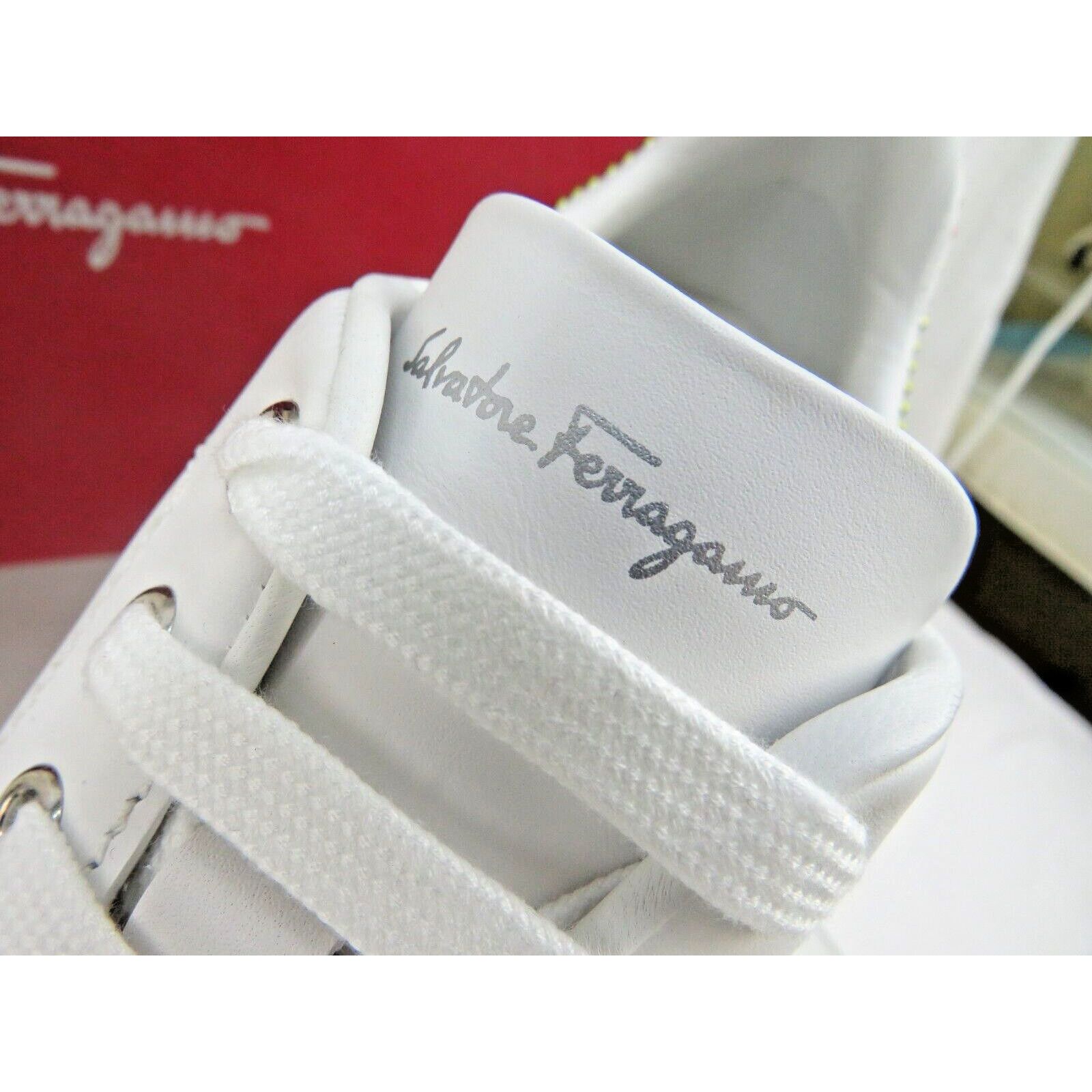 Salvatore Ferragamo PIERRE WHITE LEATHER STADS GANCINI LOGO SNEAKERS 9 C ITALY Size US 9 / IT 39 - 2 Thumbnail